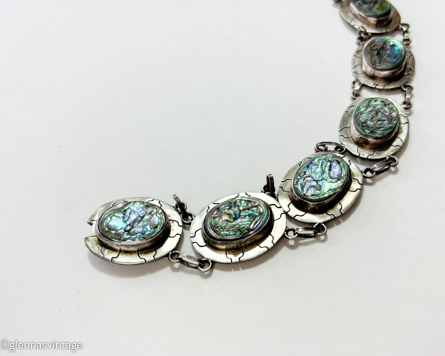 1950s Mexican Sterling Silver Abalone Bracelet