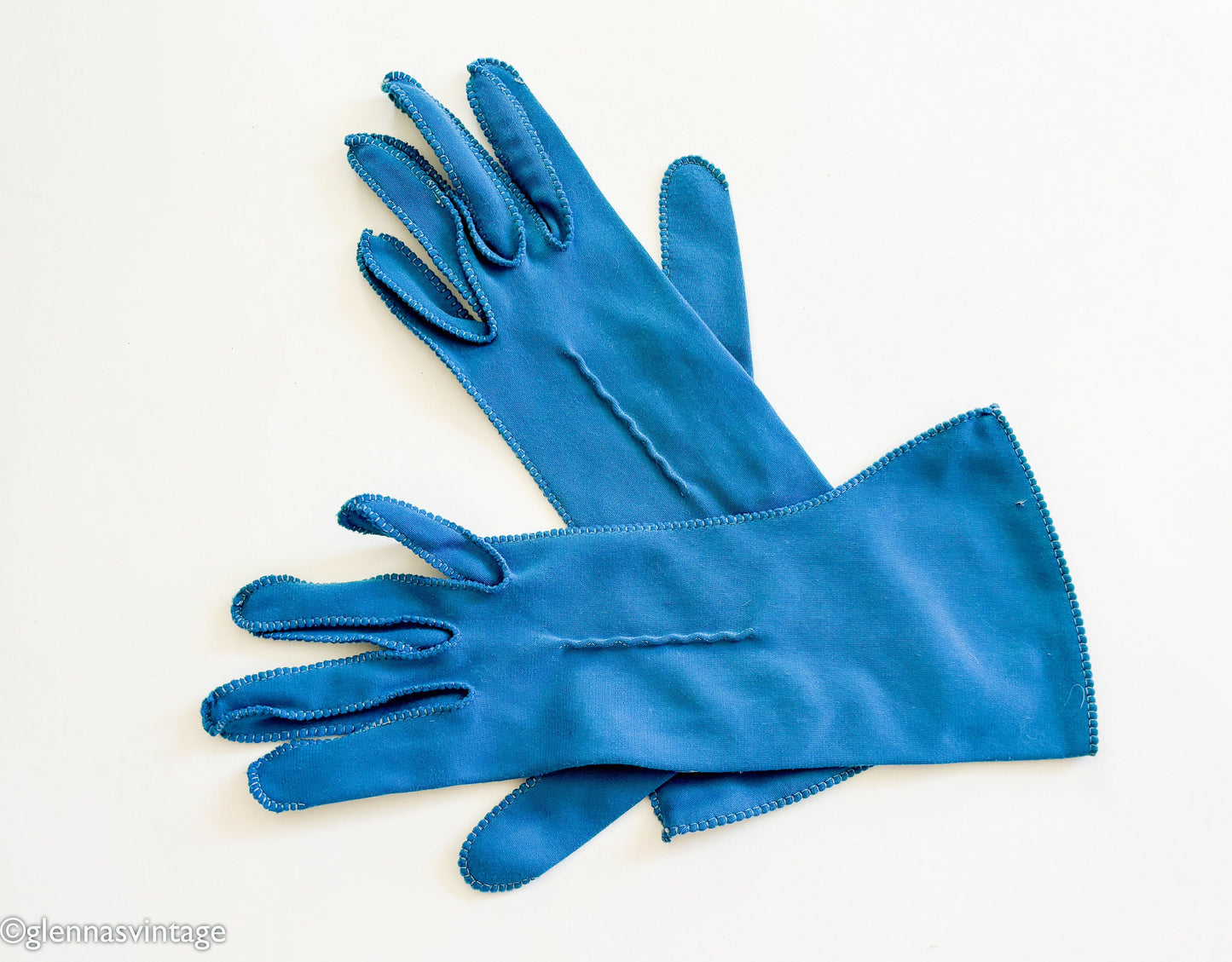 1950s Blue Aqua Gloves, Small