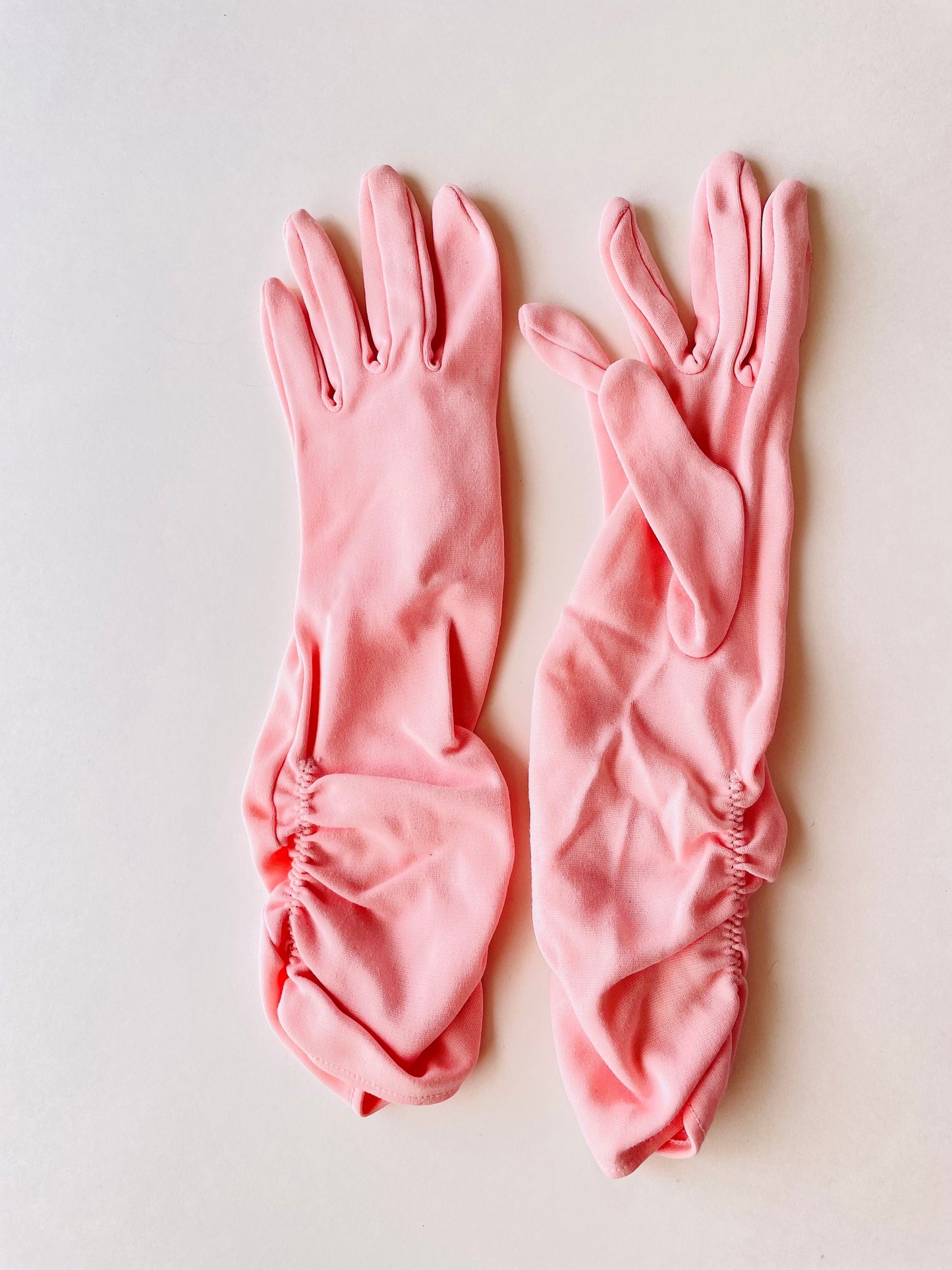 1960s Long Pink Evening Gloves, Size 6
