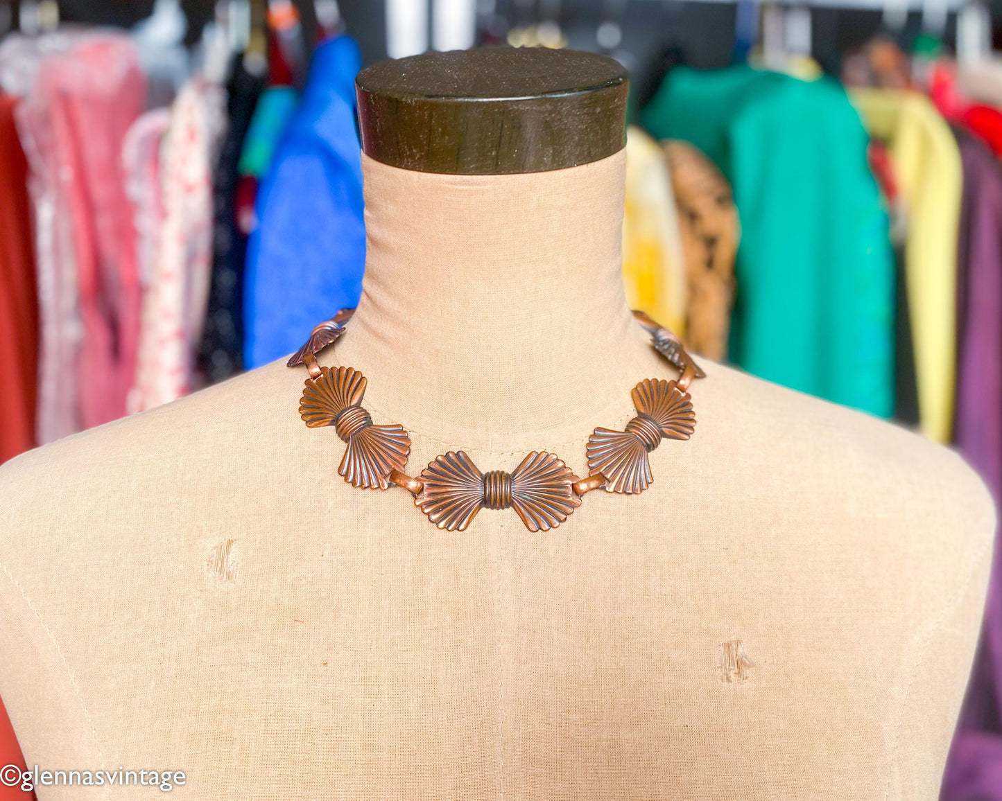1950s Copper Necklace | Copper Bows Choker