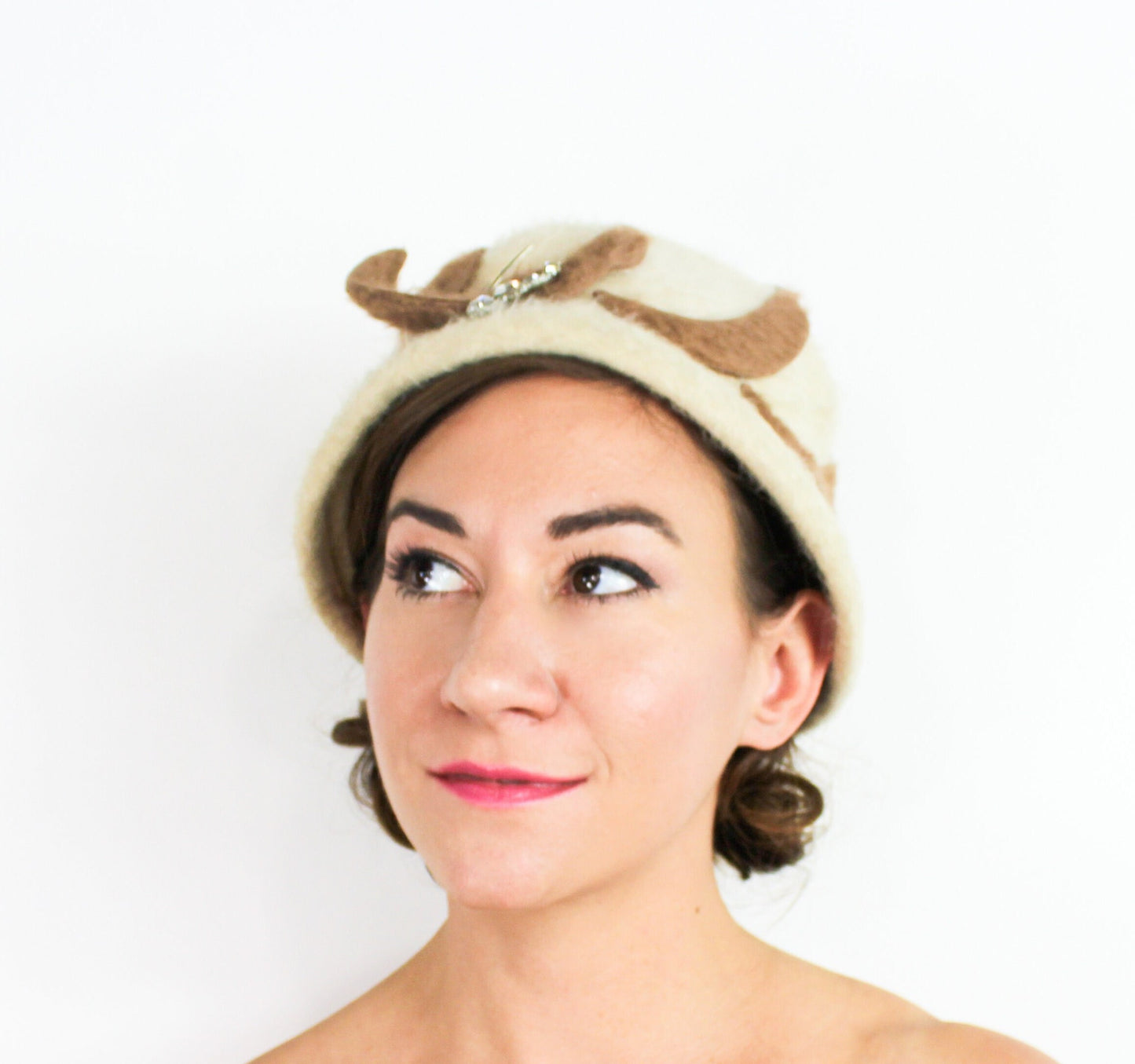 1950s Beige Mohair Bucket Hat