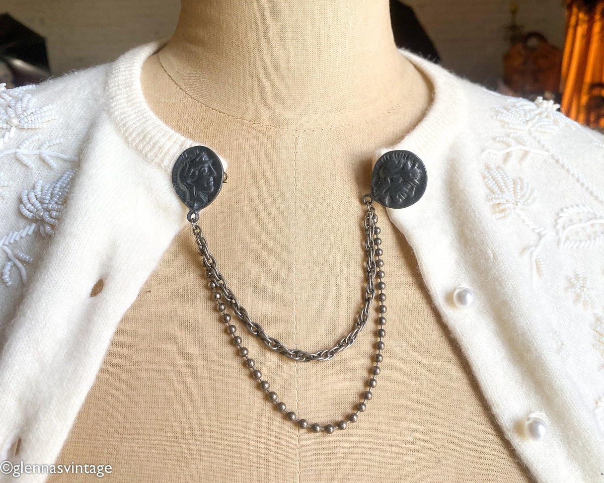 1950s Sweater Guard Pins, Roman Soldier Theme