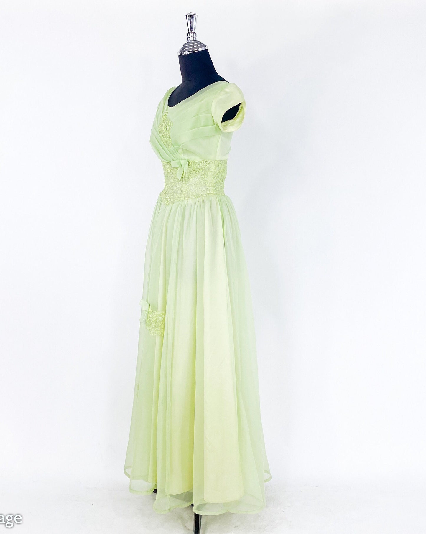 1950s Lime Green Evening Dress, Small