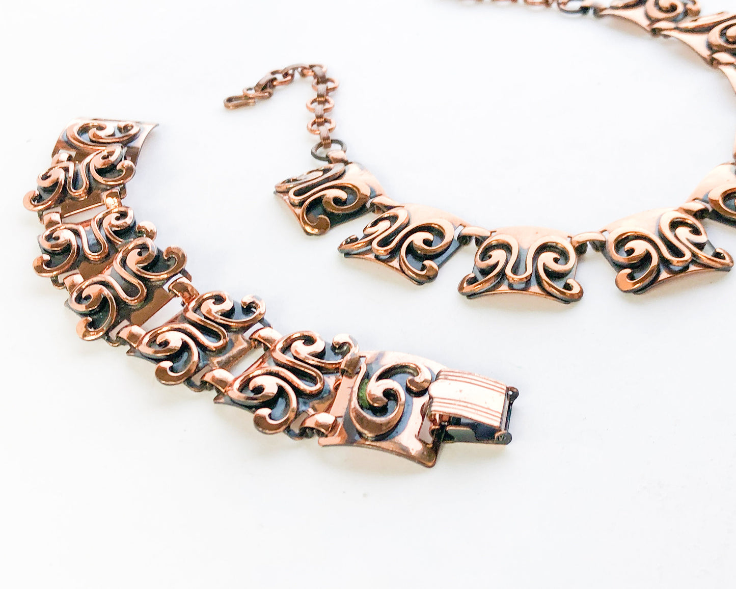 1960s Vintage Copper Jewelry Set | Butterfly Choker Necklace & Bracelet