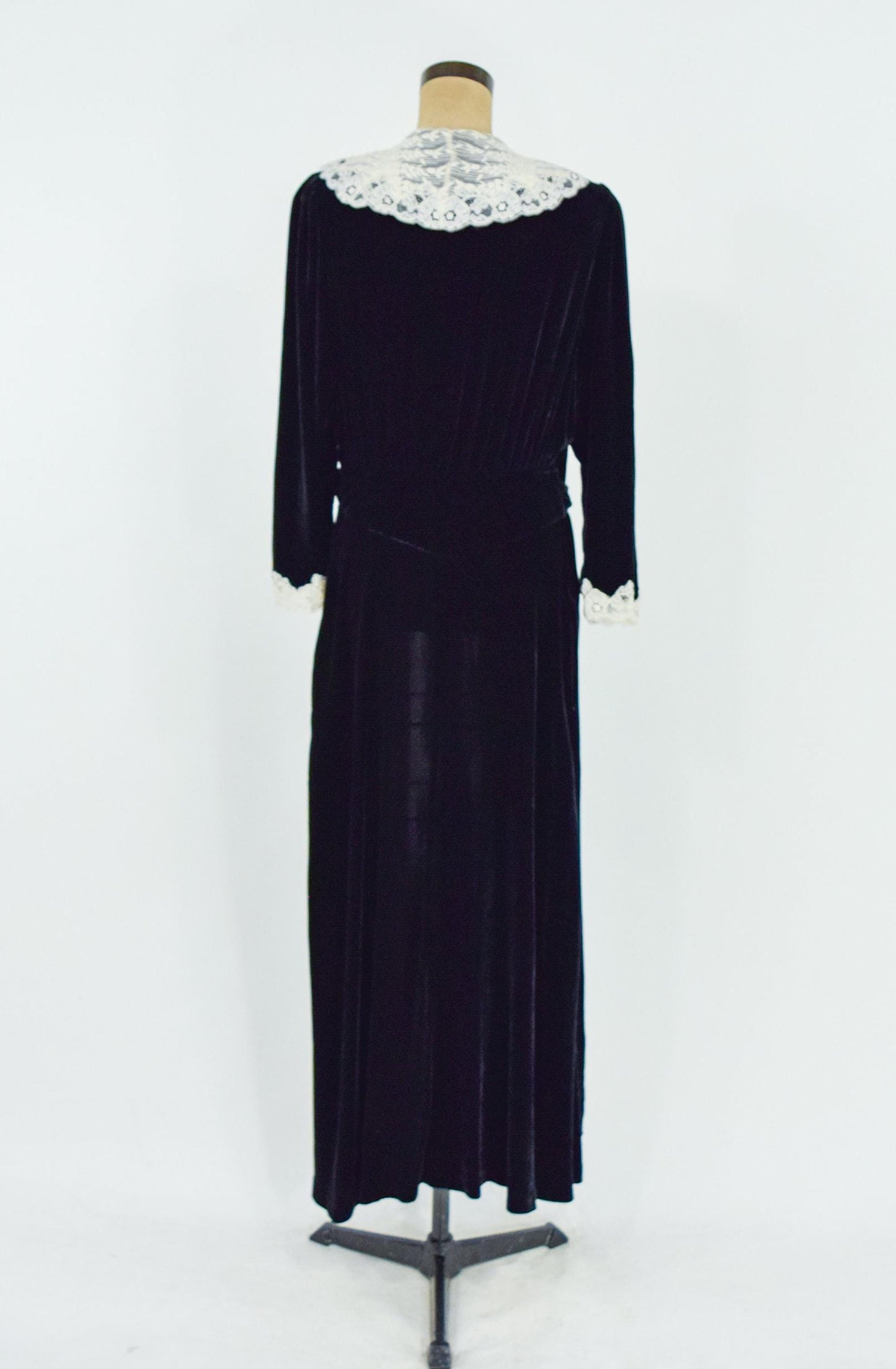 Christian Dior  1980s Black Velvet Dressing Gown, Medium