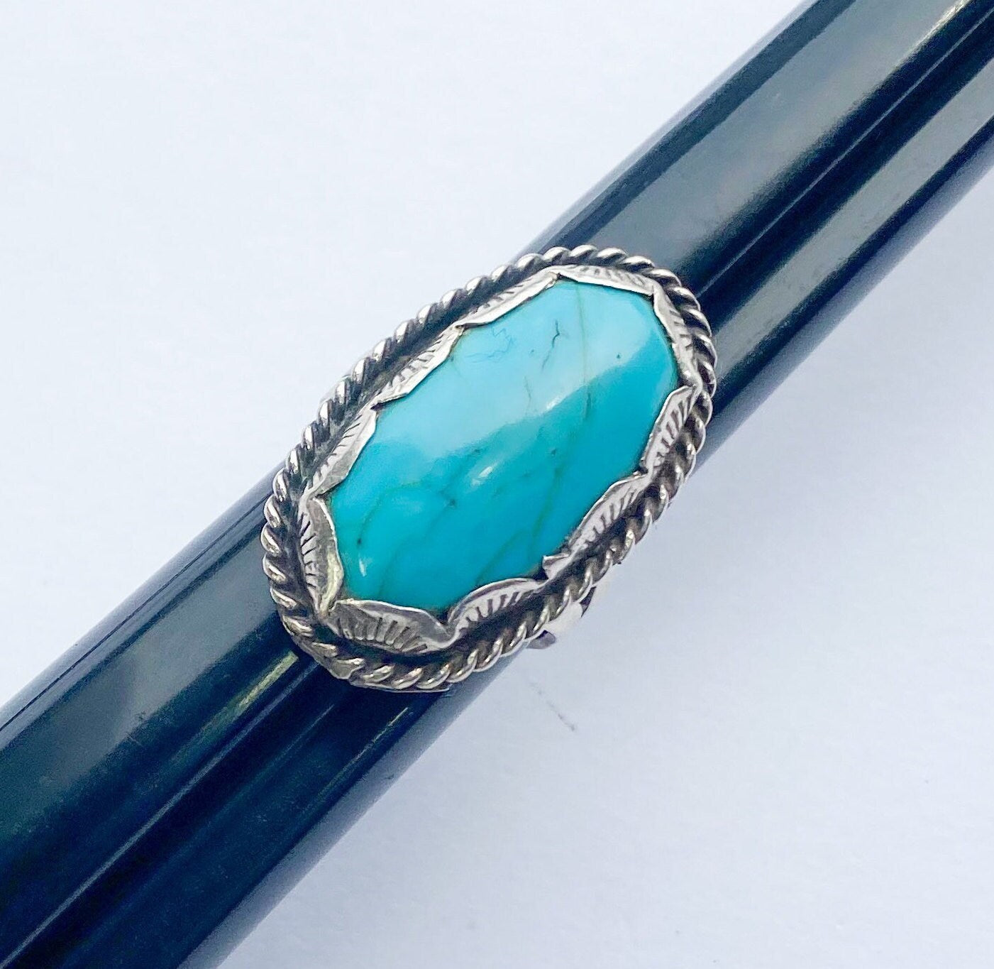 1960s Sterling Silver Turquoise Ring | Southwestern Style, Size 8 1/2