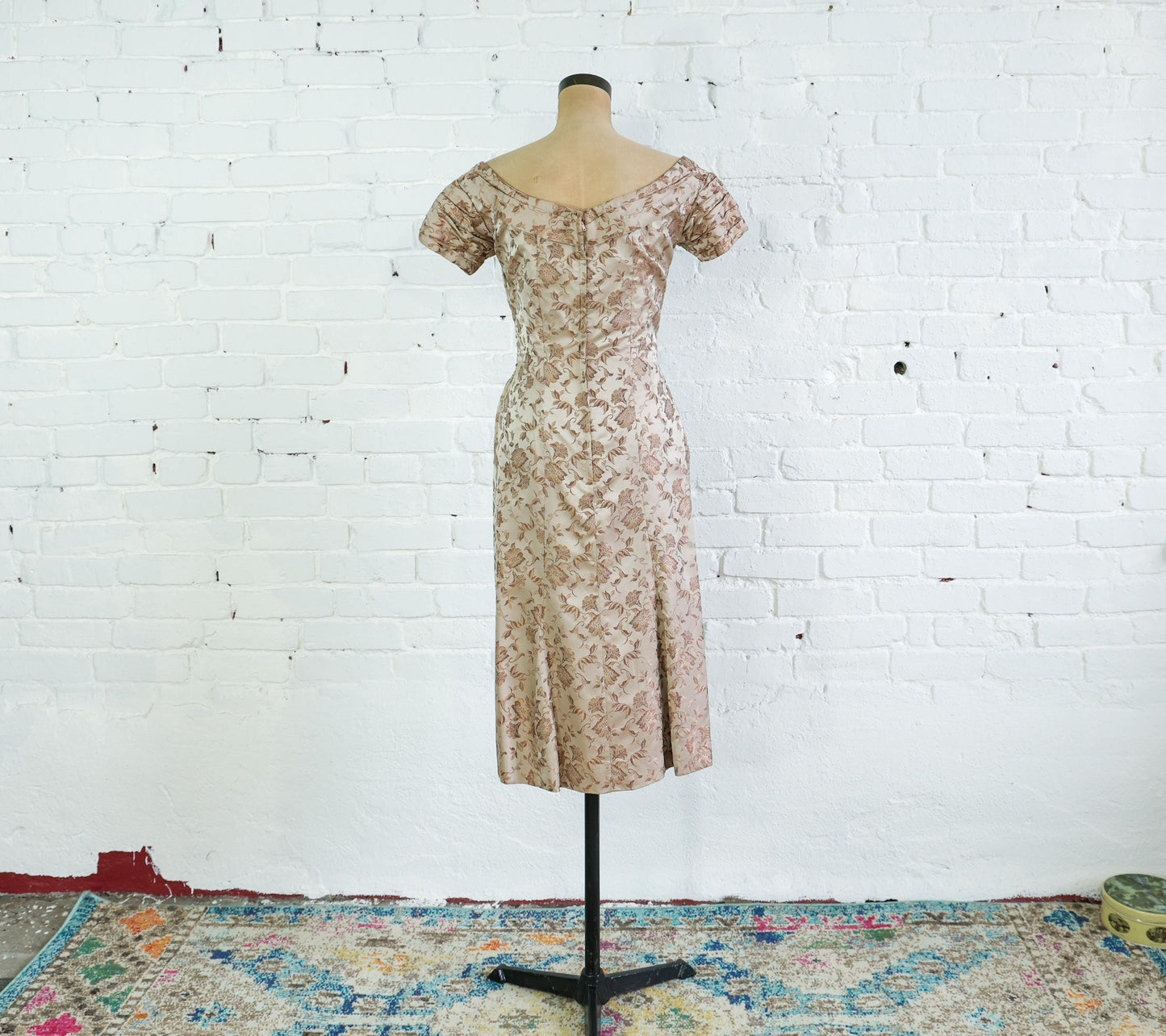 1950s Ceil Chapman Beige Silk Evening Gown, Small