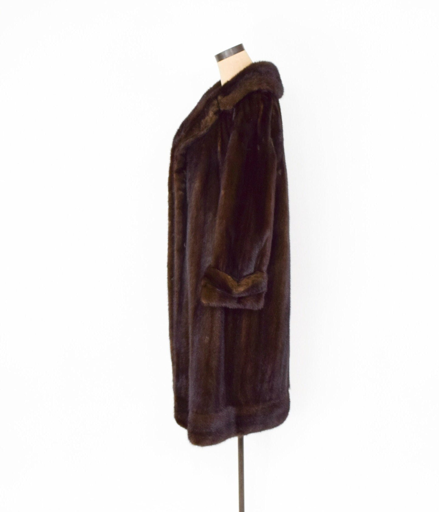 1950s Brown Mink Coat | 50s Dark Brown Mink Coat | Full Length Mink Coat | John Bros. N.Y. | Large