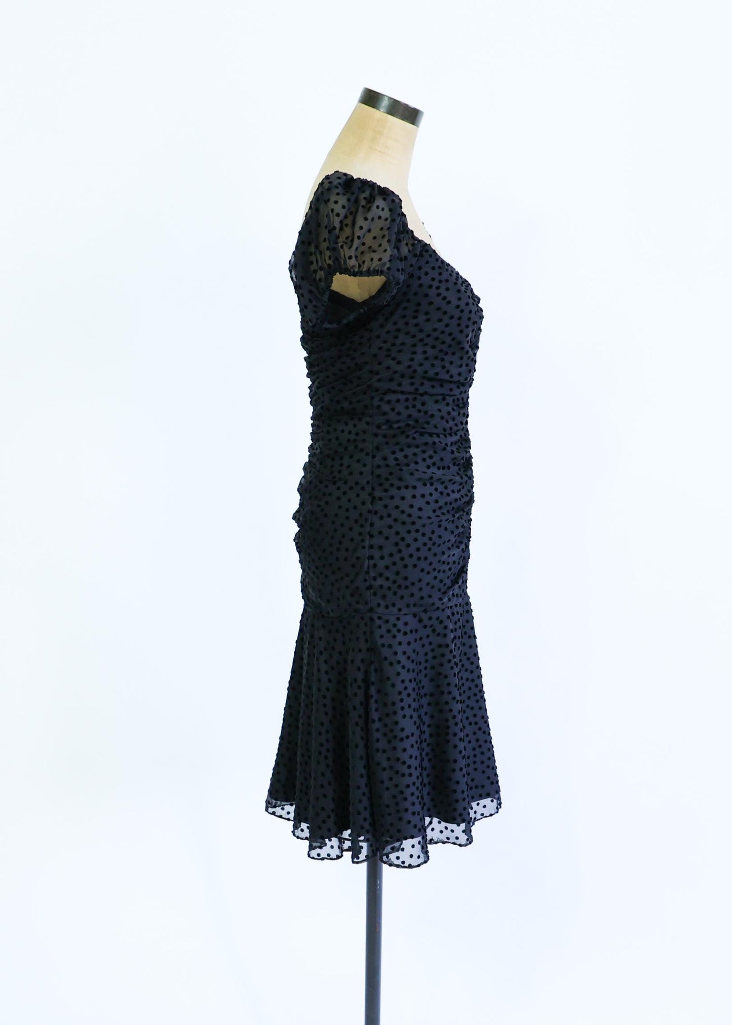 Betsey Johnson 1990s Black Polka Dot Party Dress, Small