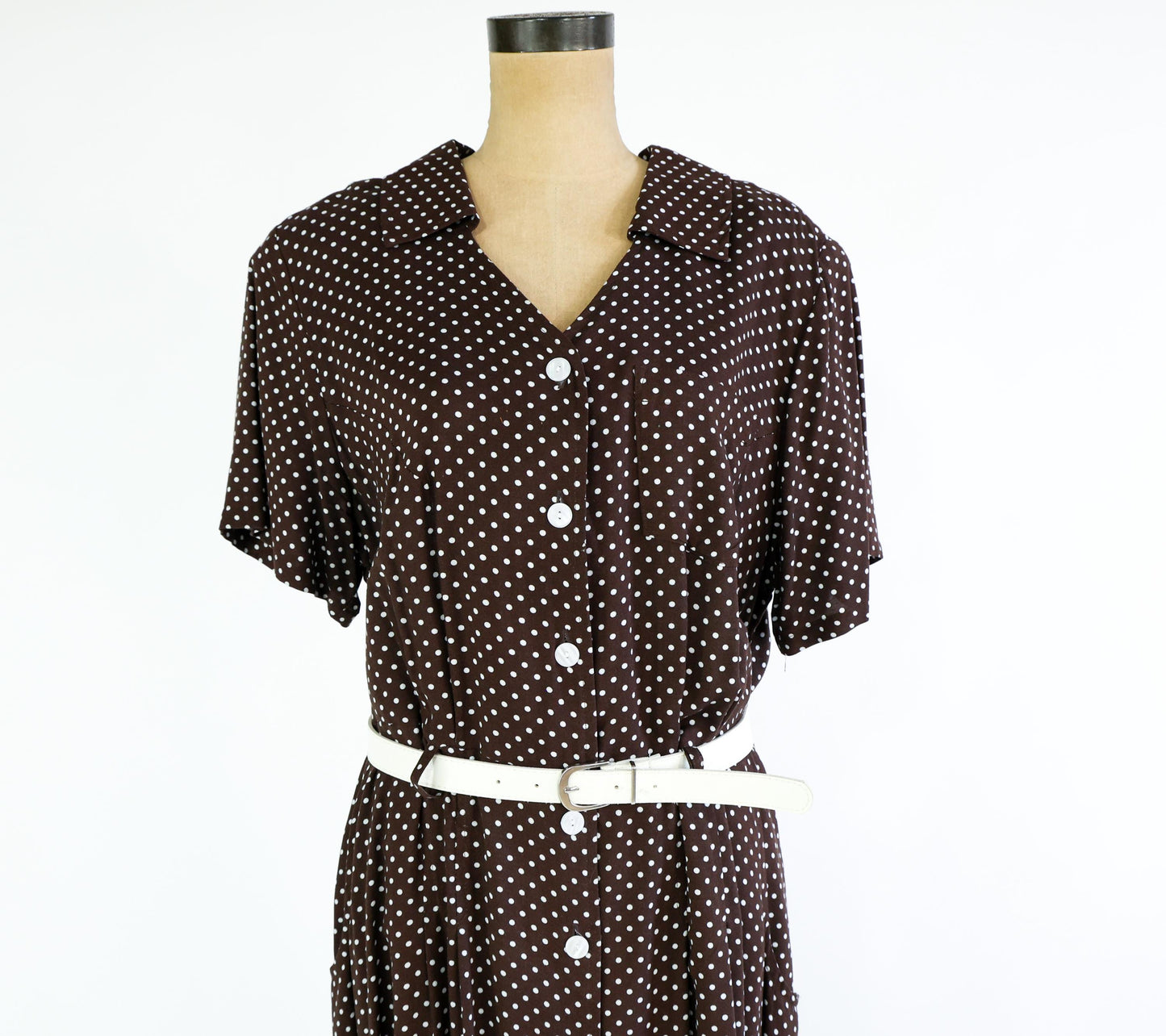 1990s Brown Polka Dot Maxi Dress, Plus Size Size 16W