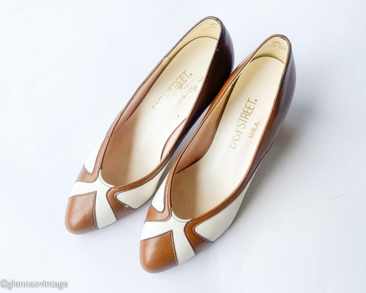 1960s Brown & White Pumps | Brown White Heels, US 6.5W
