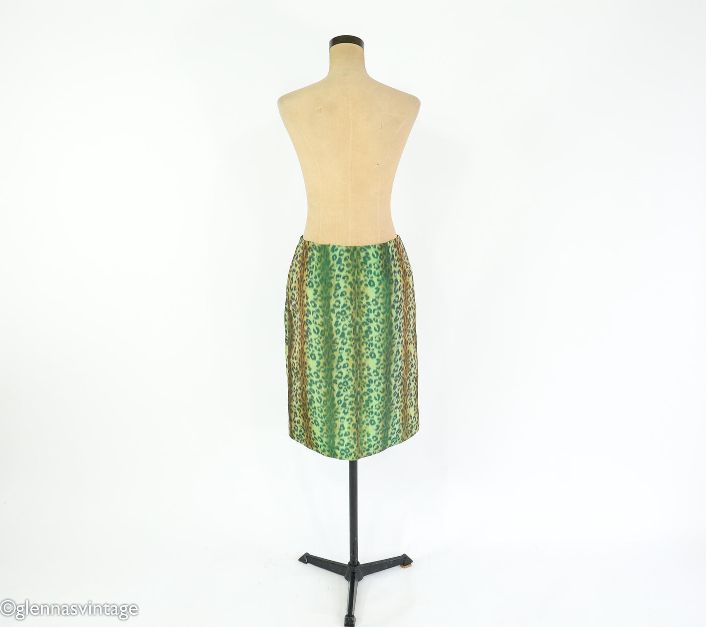 1990s Green Animal Print Skirt | Green Pencil Skirt, Medium