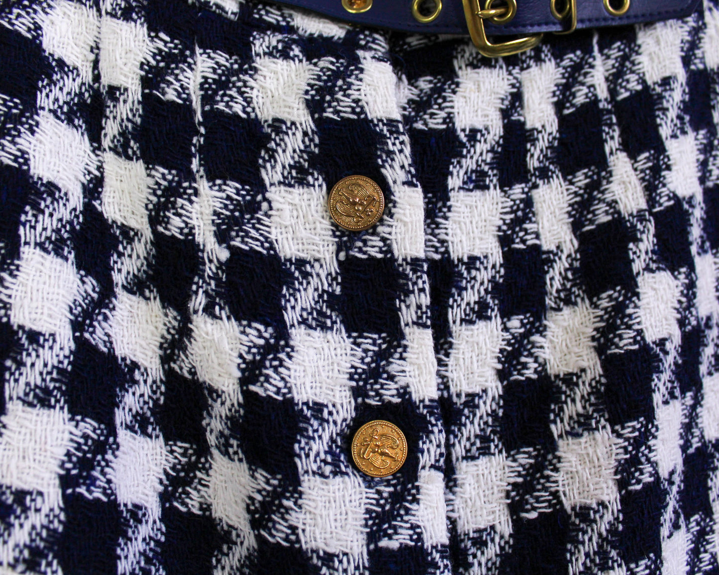 1960s Blue Plaid Pencil Skirt | 60s Navy & White Plaid Skirt | Donnkenny | Small