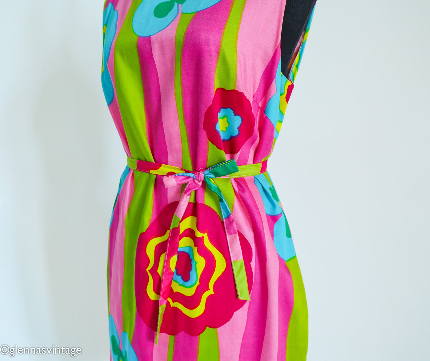 1960s Colorful Print Mini Dress