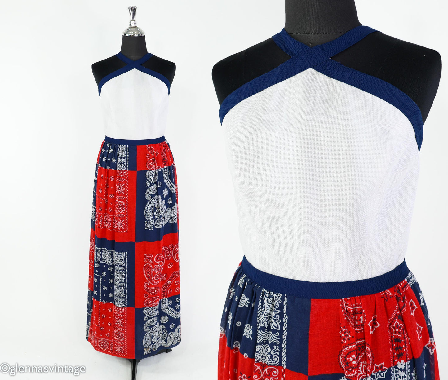 1970s Halter Maxi Dress, Small