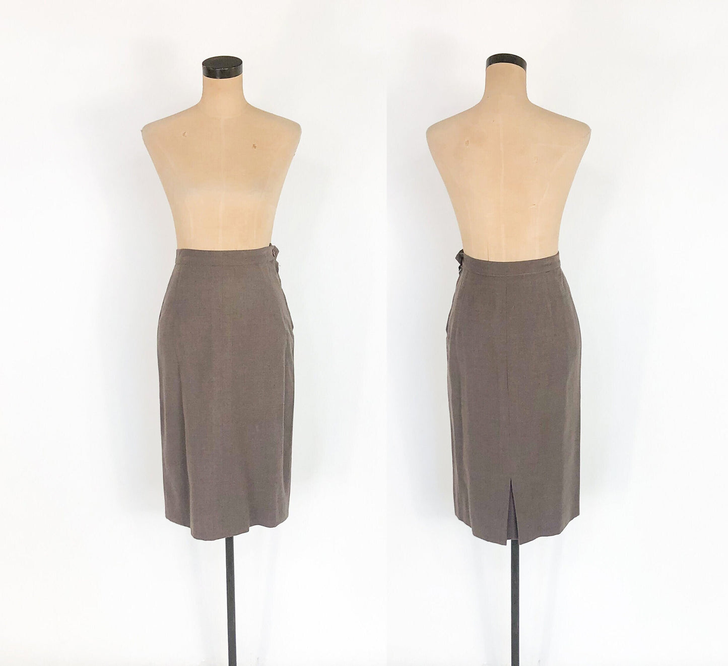 1940s Brown Wool Skirt Suit Set, Medium