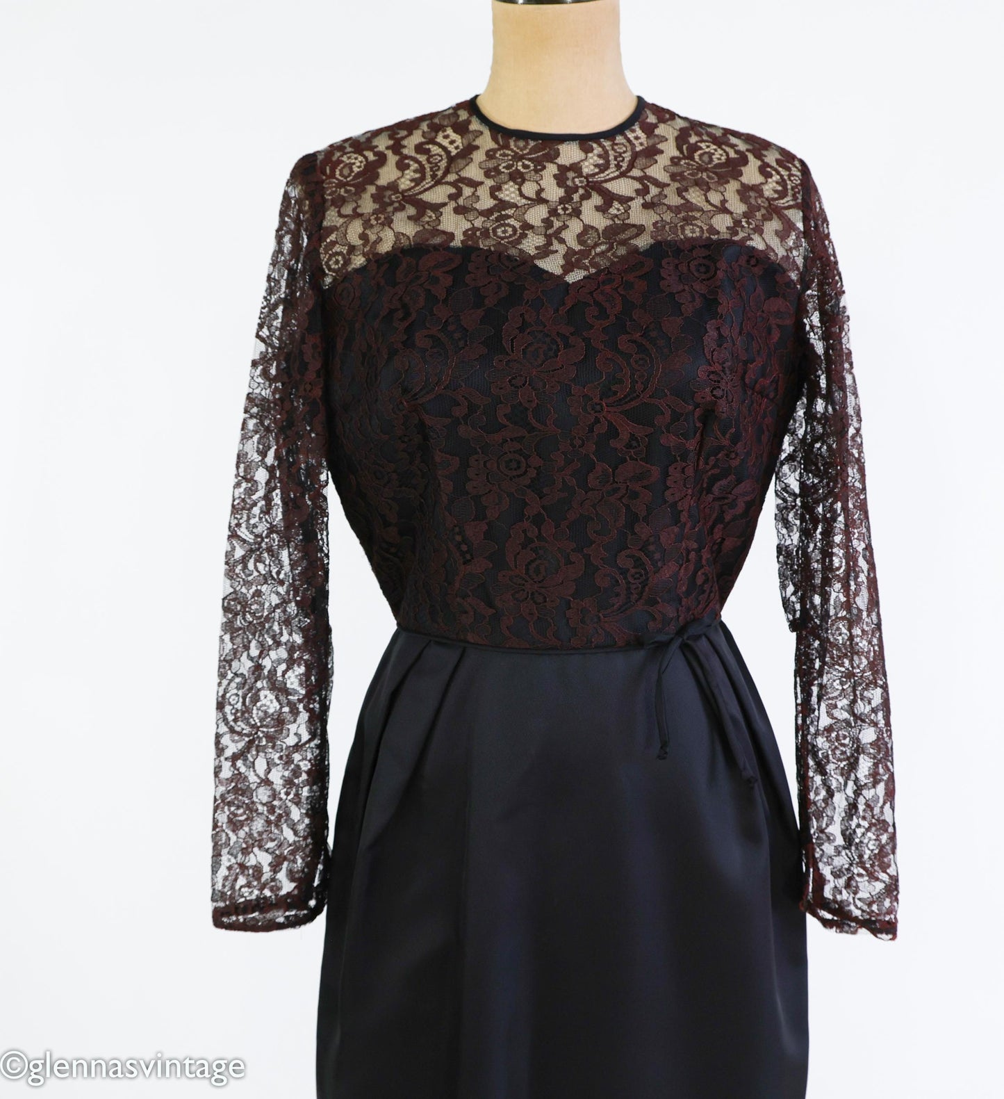 1950s Black Lace Cocktail Party Dress, Medium