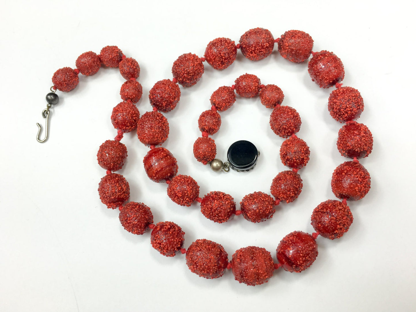 1950s Red Sugar Bead Necklace | Vintage Glass Jewelry