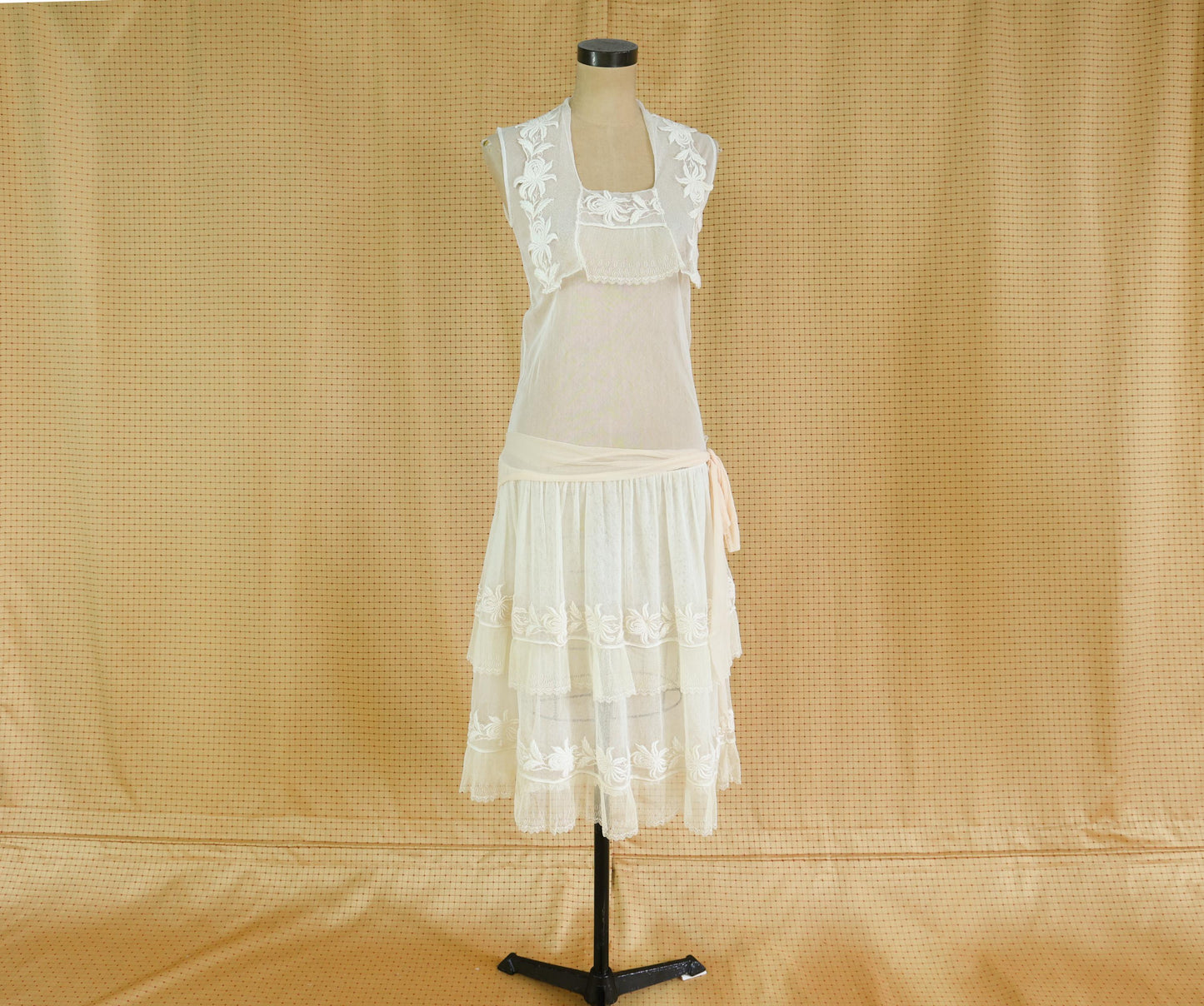 1910s Ivory Tulle Wedding Dress, Extra Small