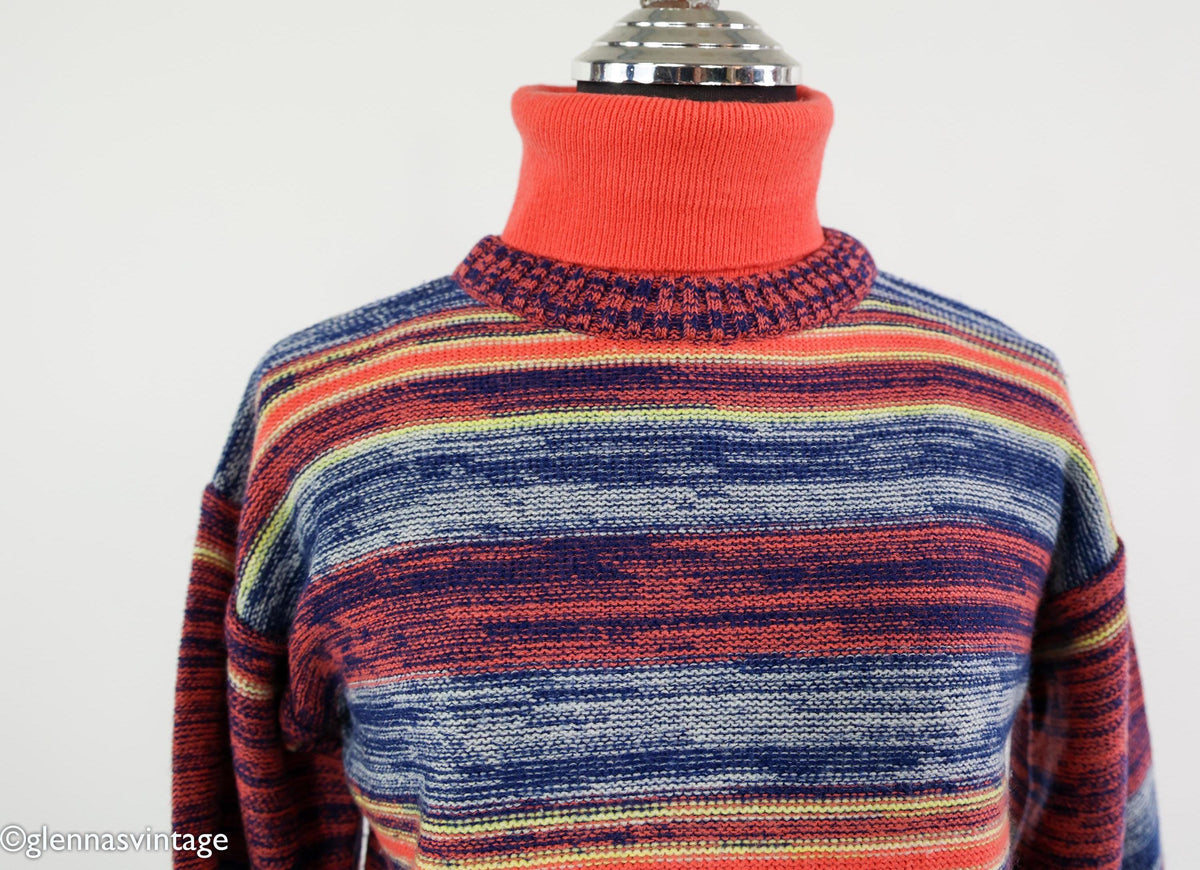 1970s Colorful Stripe Pullover Sweater, Medium