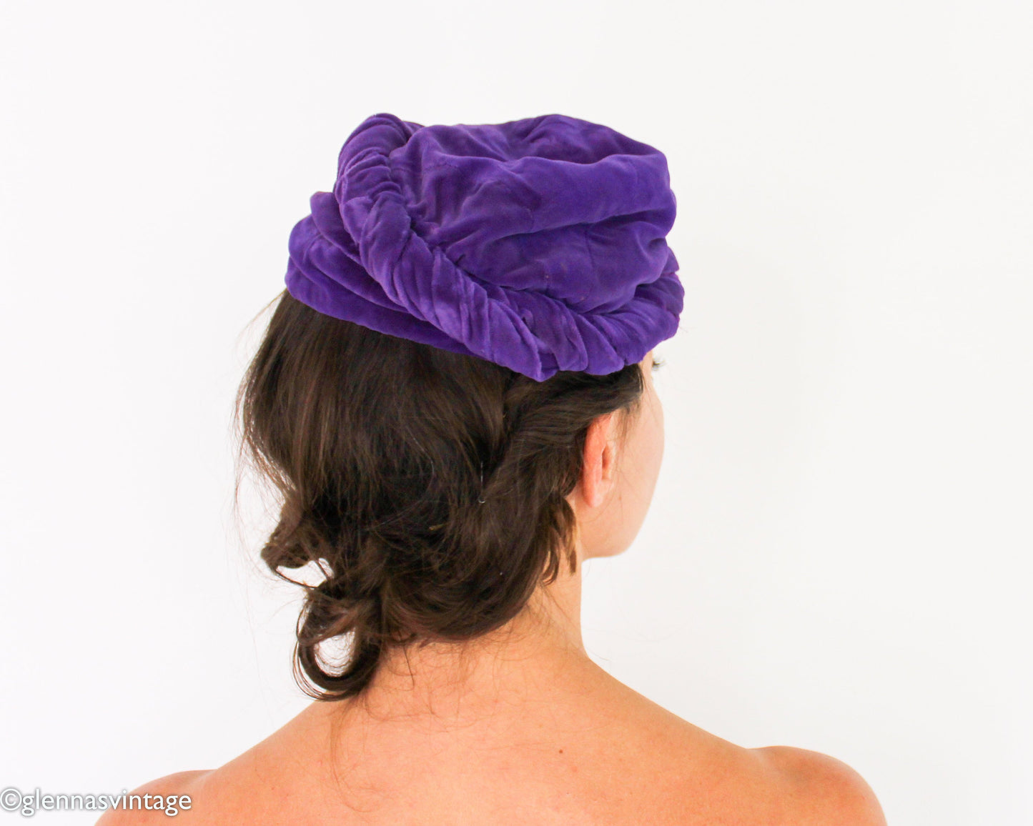1920s Purple Silk Velvet Beret