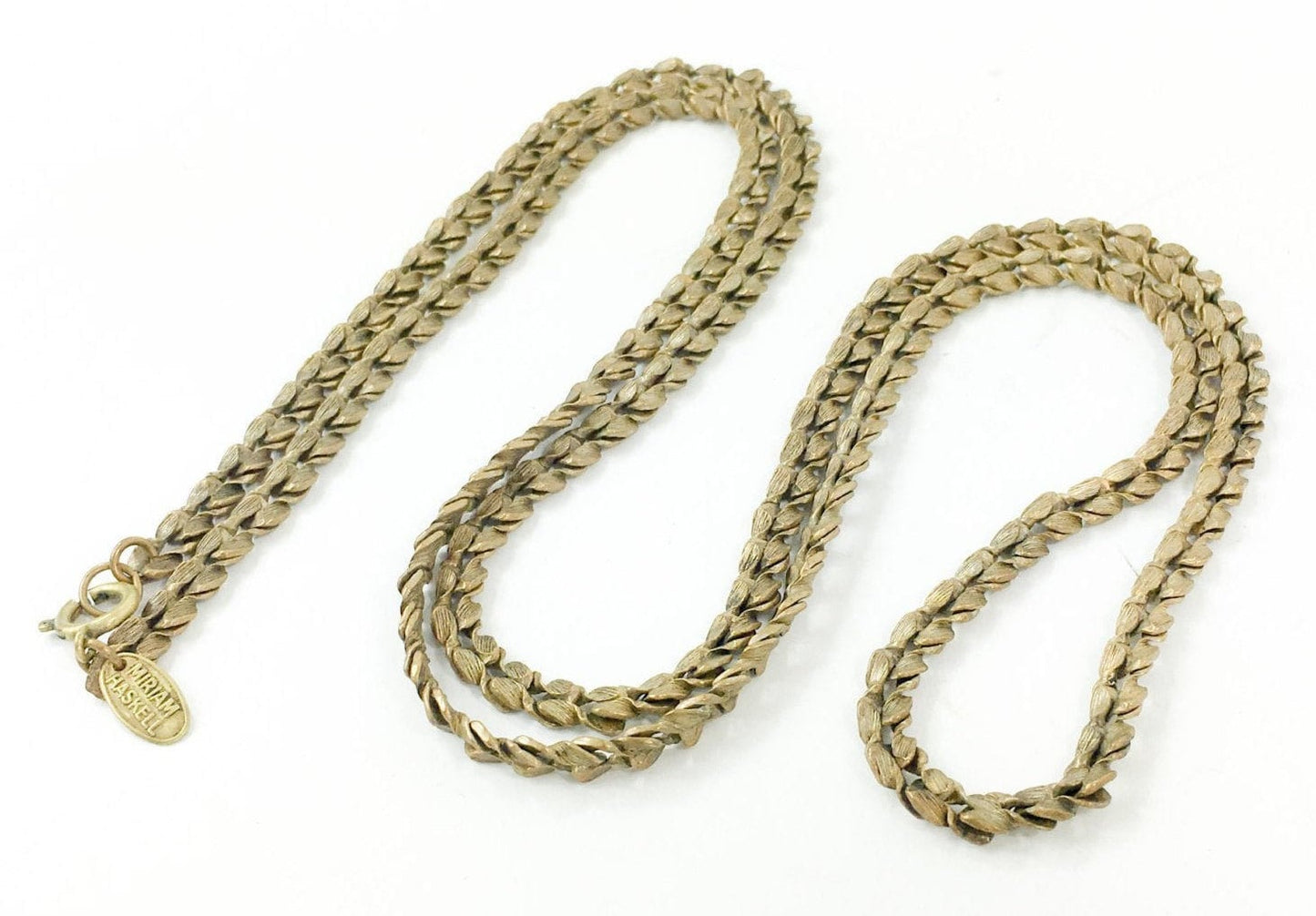 Miriam Haskell 1940s Bronze Rope Chain Necklace | 36" Vintage Jewelry