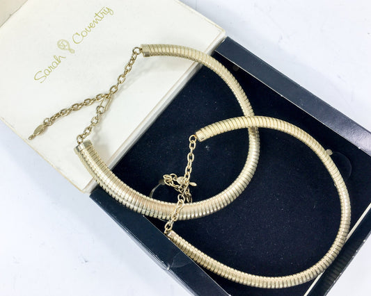 Sarah Coventry | 1960s Gold Coil Choker | 60s Coil Necklace | Sarah Coventry