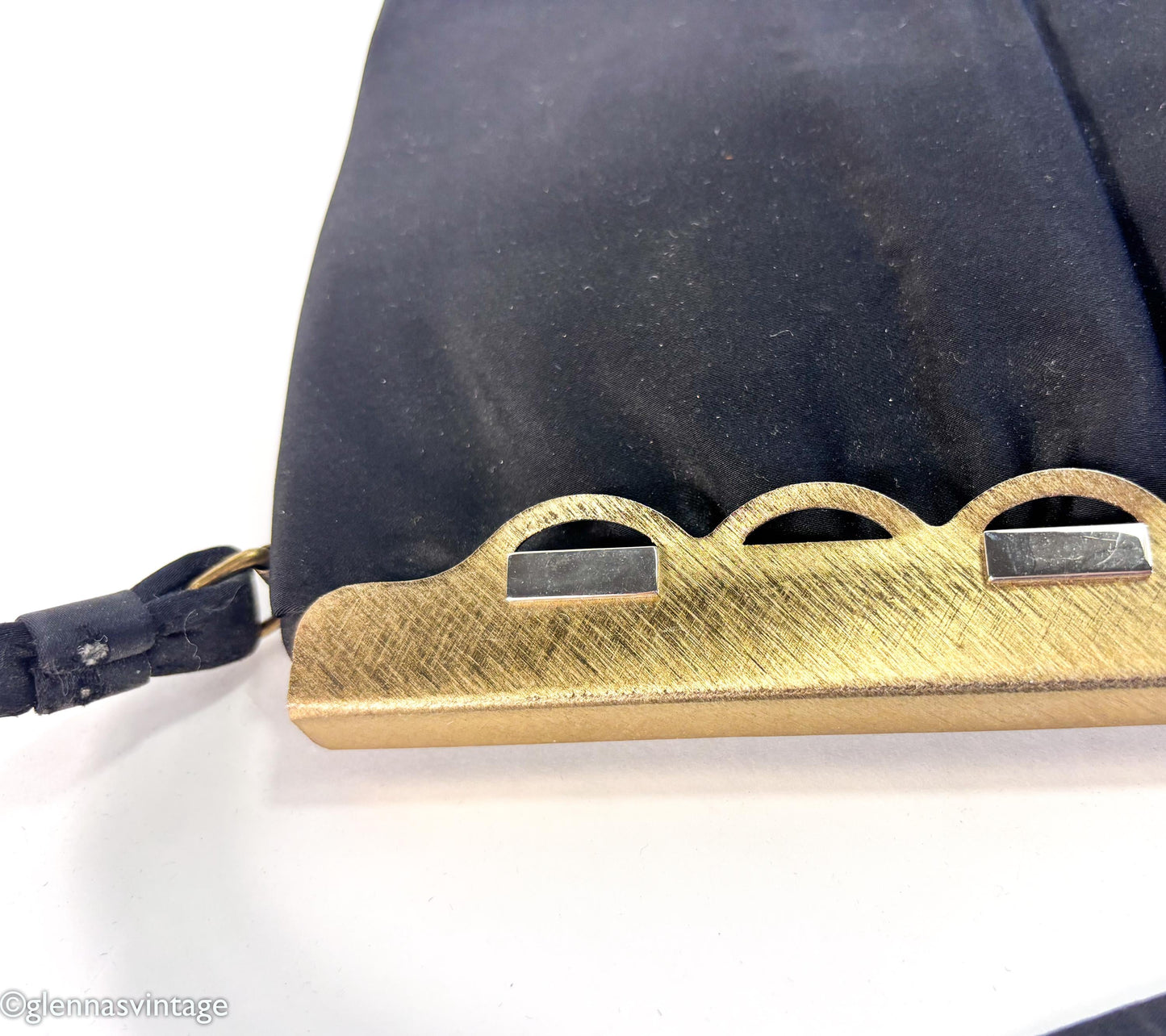 1950s Black Satin Evening Bag