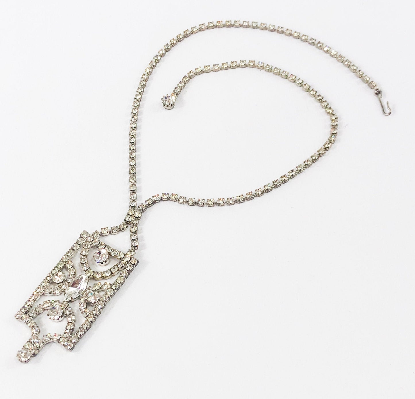 1950s Rhinestone Pendent Necklace | Vintage Deco Jewelry