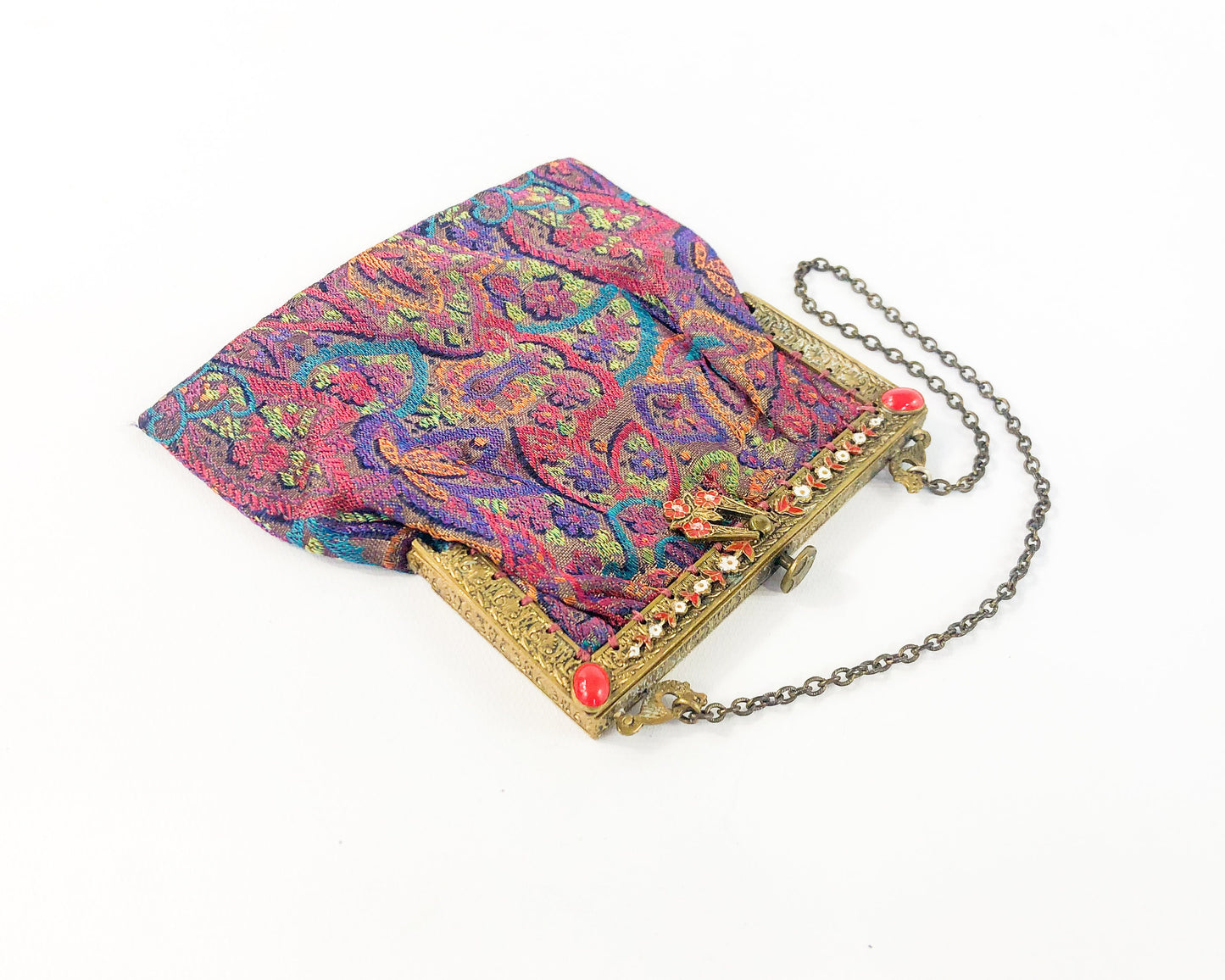 1900s Tapestry Evening Purse | Silk Tapestry Handbag | Downton Abby
