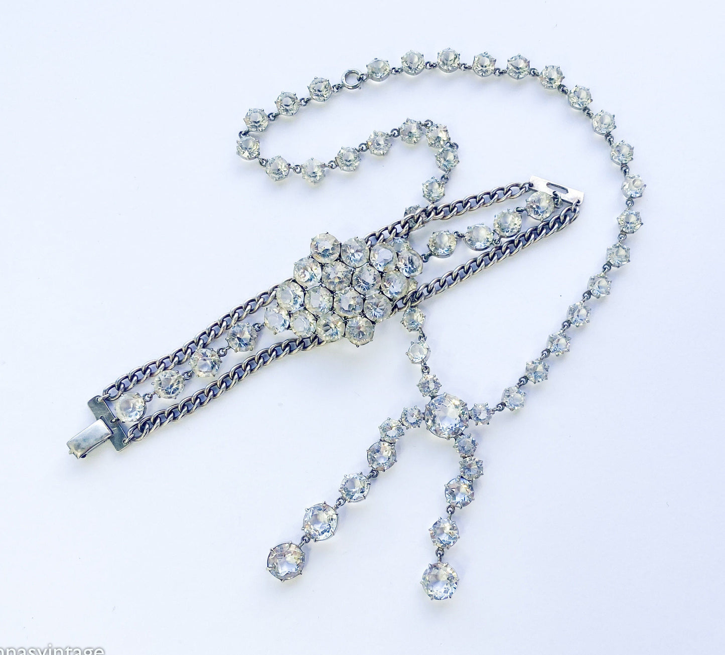 1940s Rock Crystal Necklace & Bracelet Jewelry Set