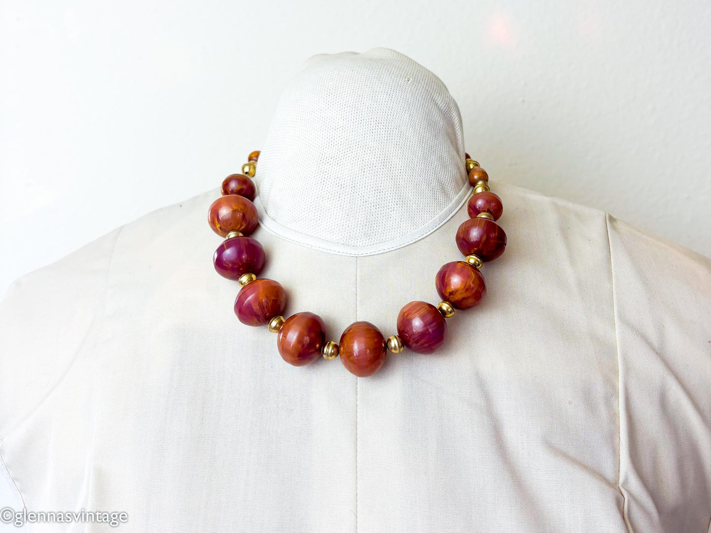 1950s Brown Bakelite Necklace Set | Bakelite Choker & Bracelet