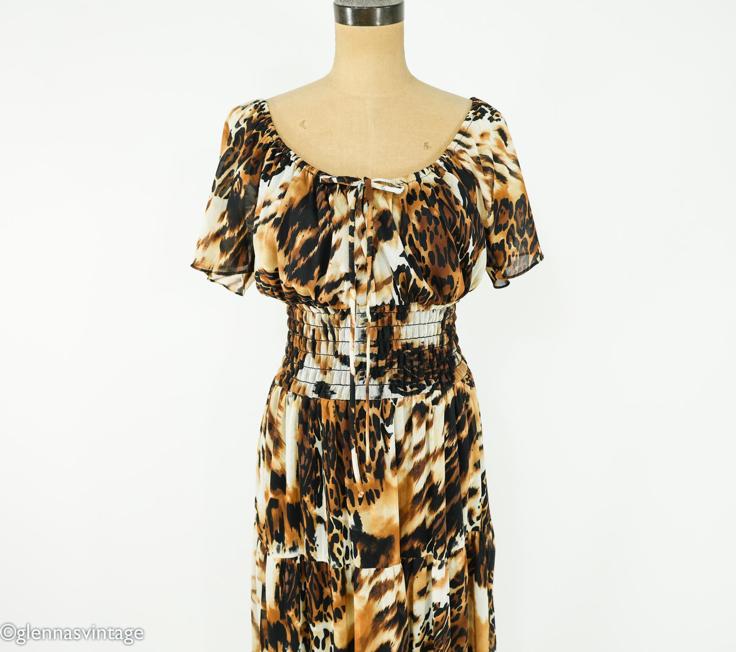 1980s Leopard Animal Print Maxi Dress, Medium
