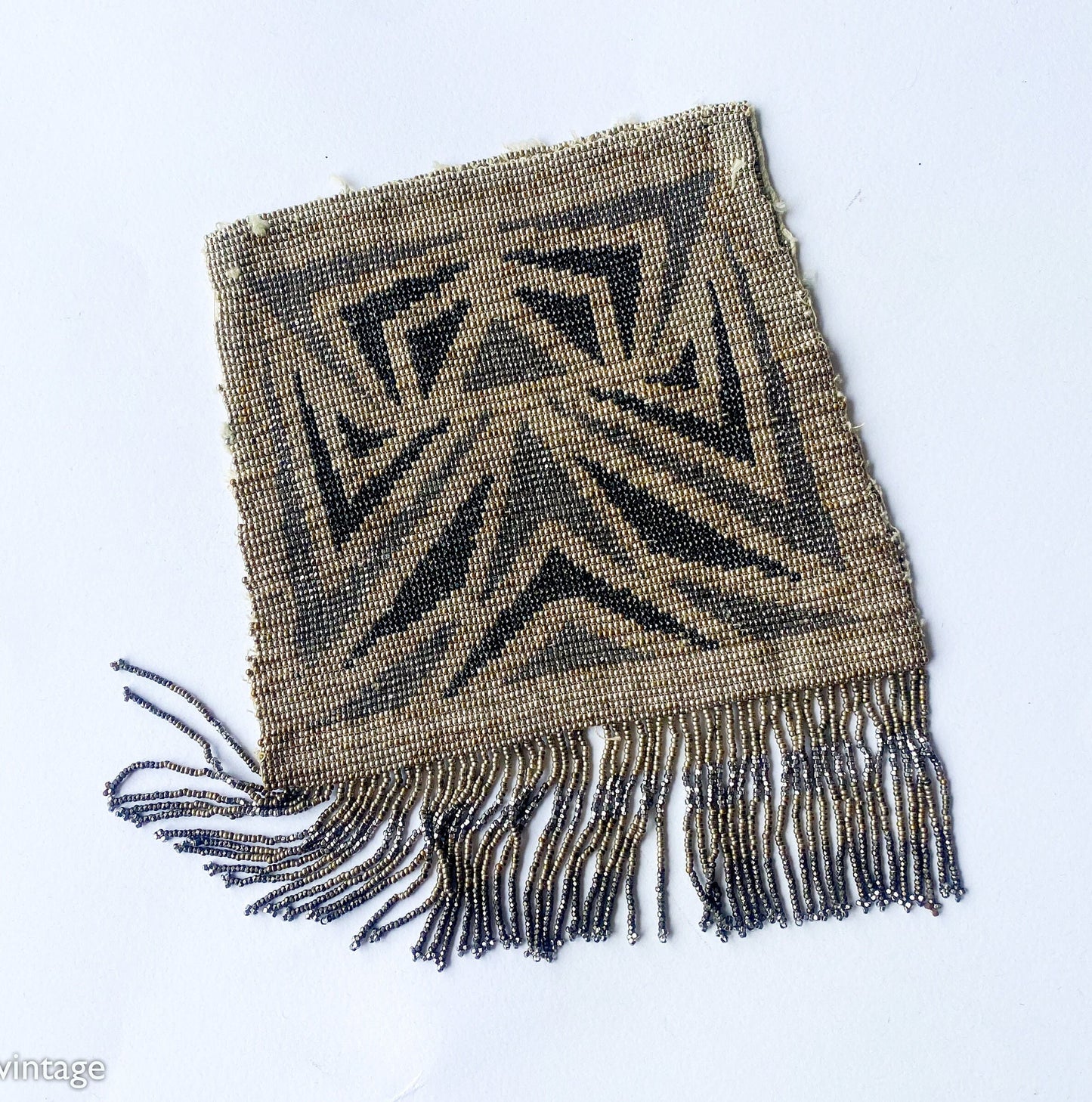 1900s Art Deco MicroBeaded Evening Bag | Unfinished Beaded Fringe Purse