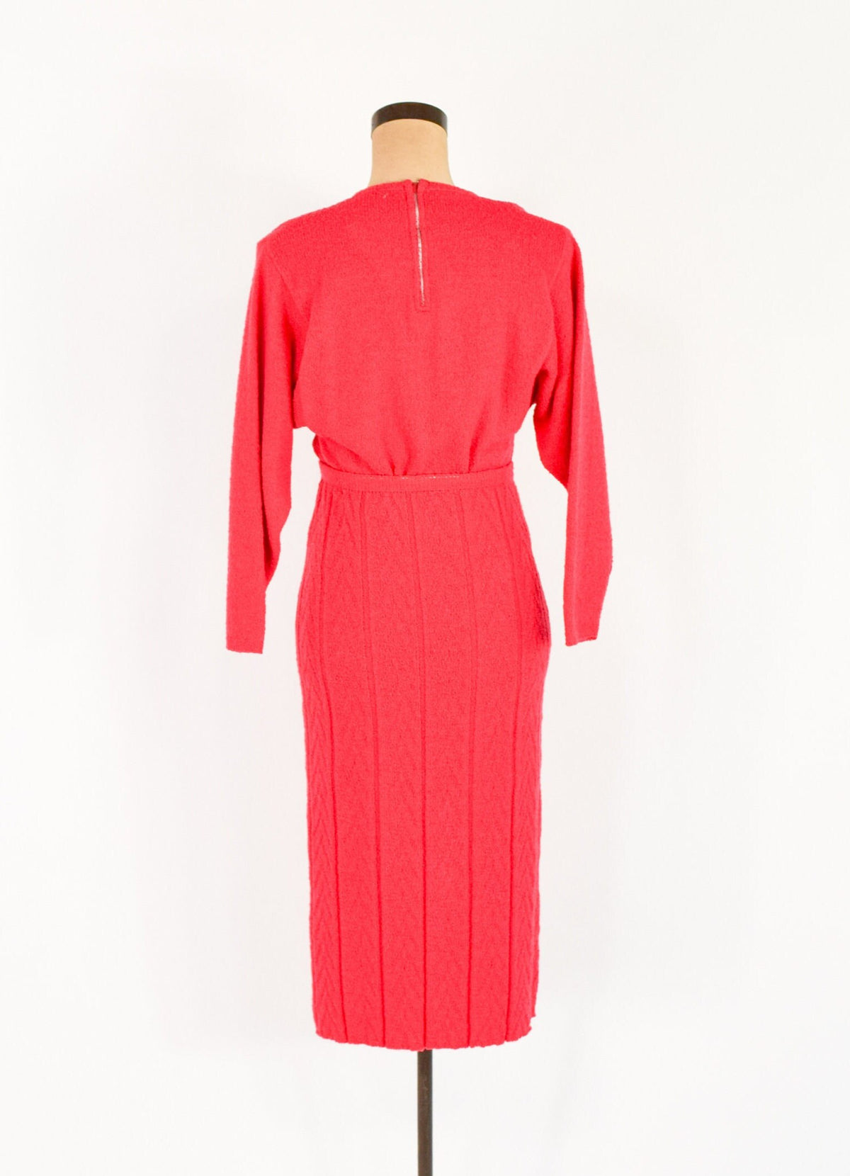 1940s Red Wool Sweater Set | 40s Woven Knit Sweater & Skirt  | KIMS | Medium
