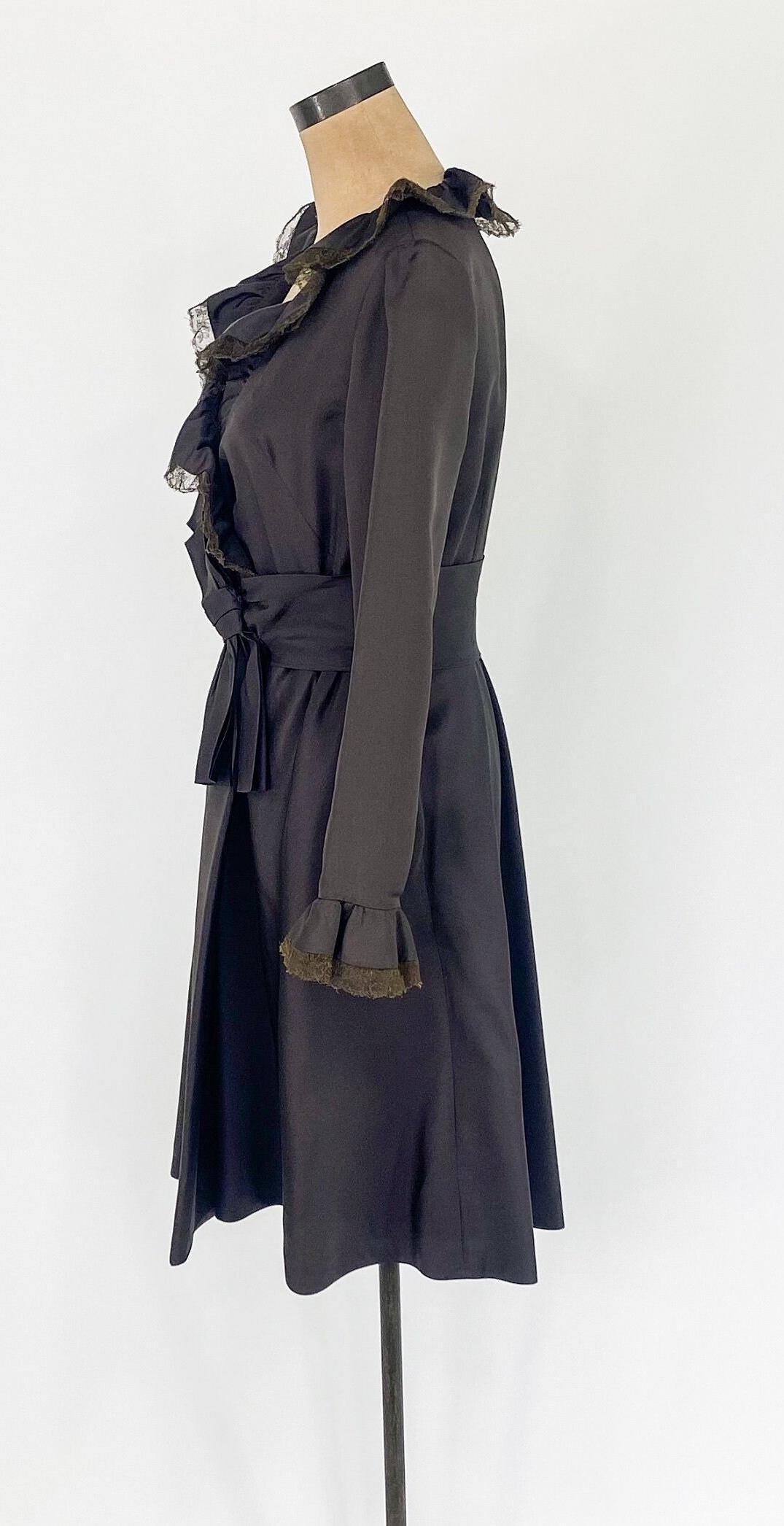 1950s Brown Silk Satin Cocktail Dress, Chester Weinberg, Medium