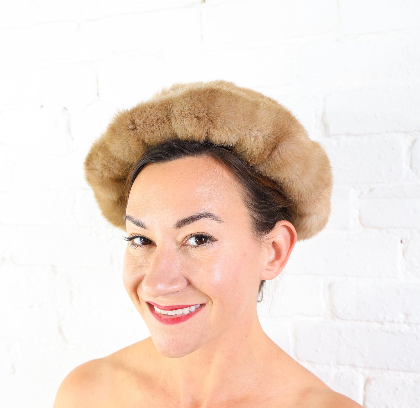 1960s Jackie O Faux Fur Hat