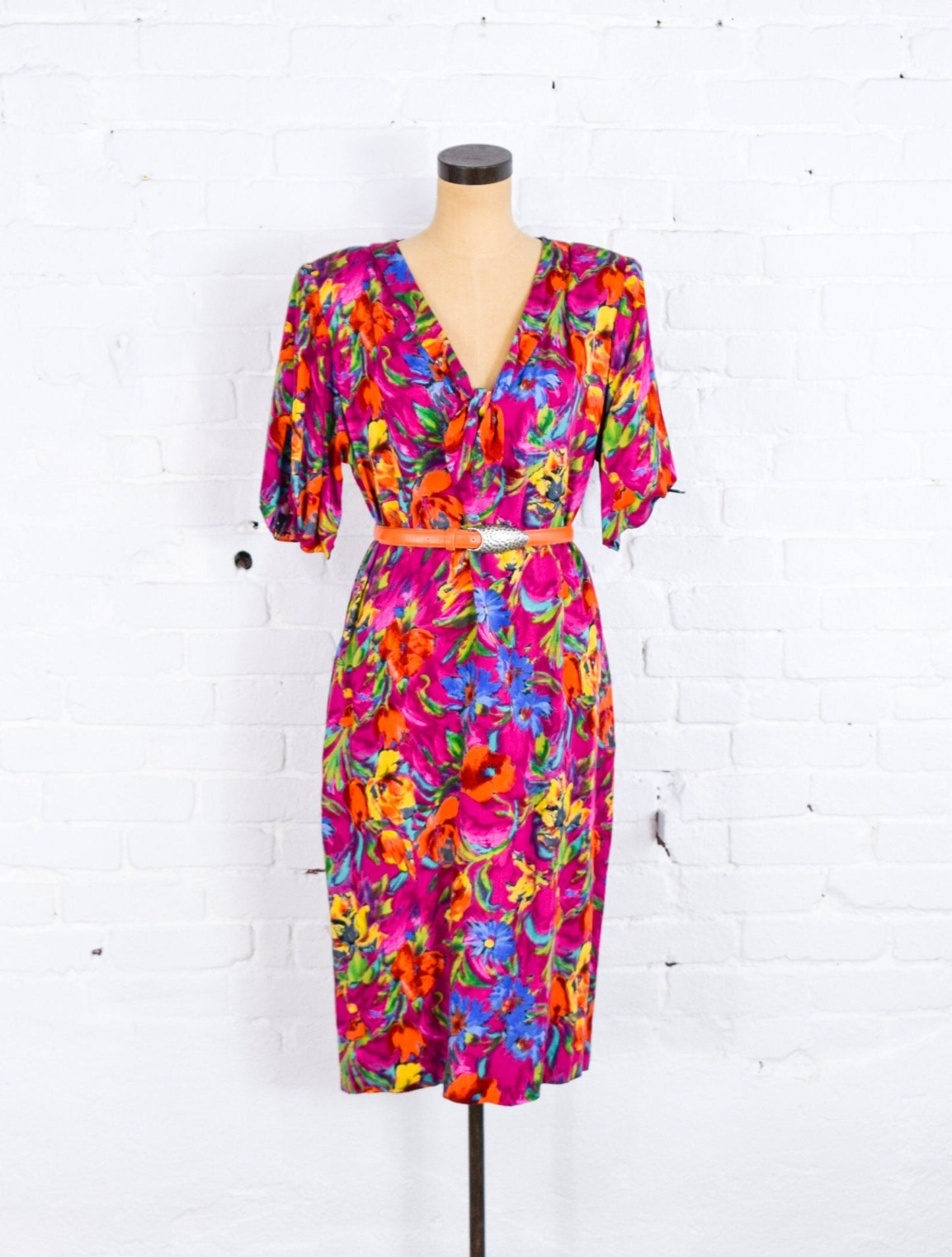 1980s Ungaro Pink Floral Shift Dress, Large