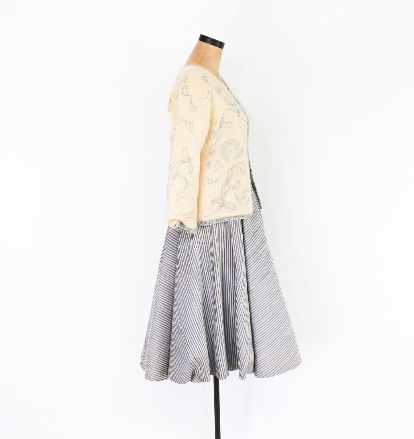1960s Creme Mohair Cardigan | Beige Wool Sweater, Medium