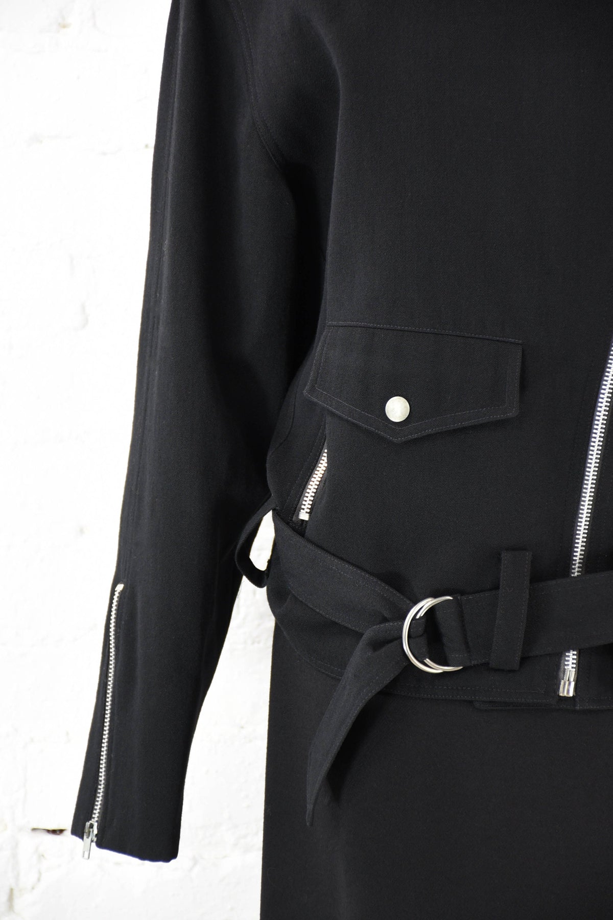 1980s Black Wool Motorcycle Jacket | Theodore Beverly Hills, Belted