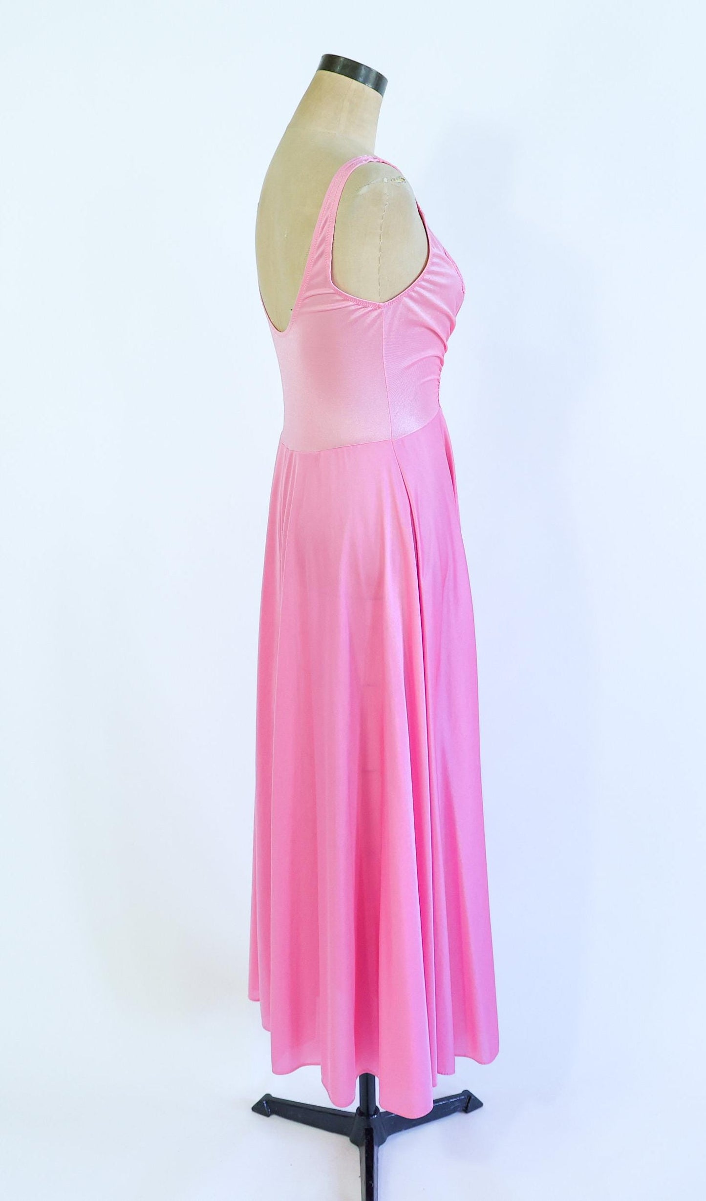 1970s Pink Nightgown Slip Dressing Gown | 70s Bright Pink Nightgown | Olga | Medium