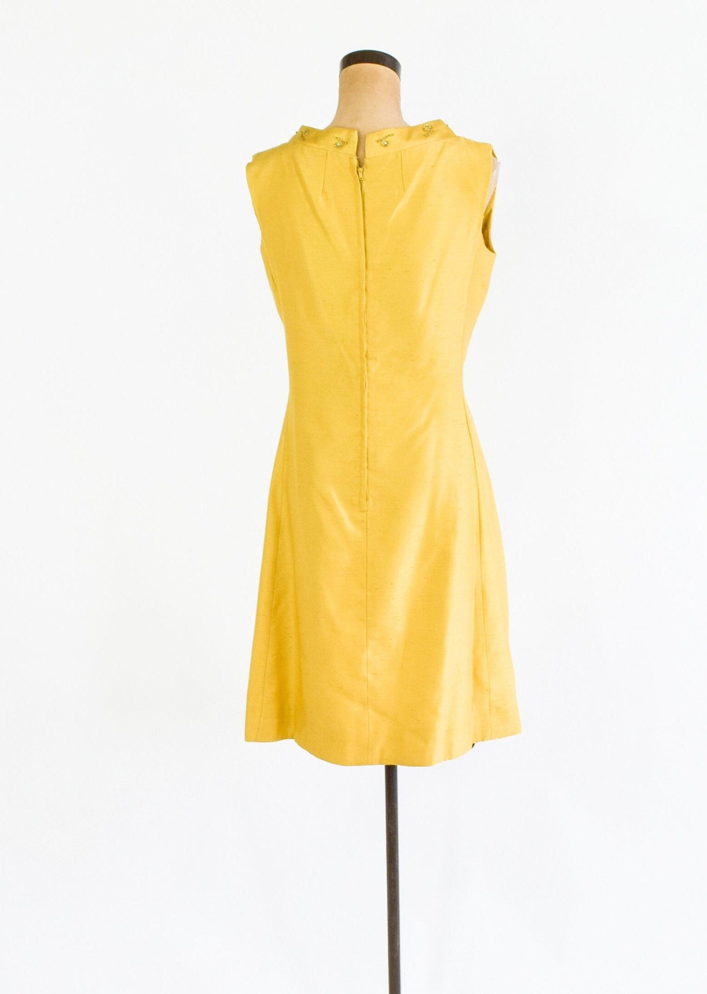 1950s Yellow Silk Shantung Dress, Medium