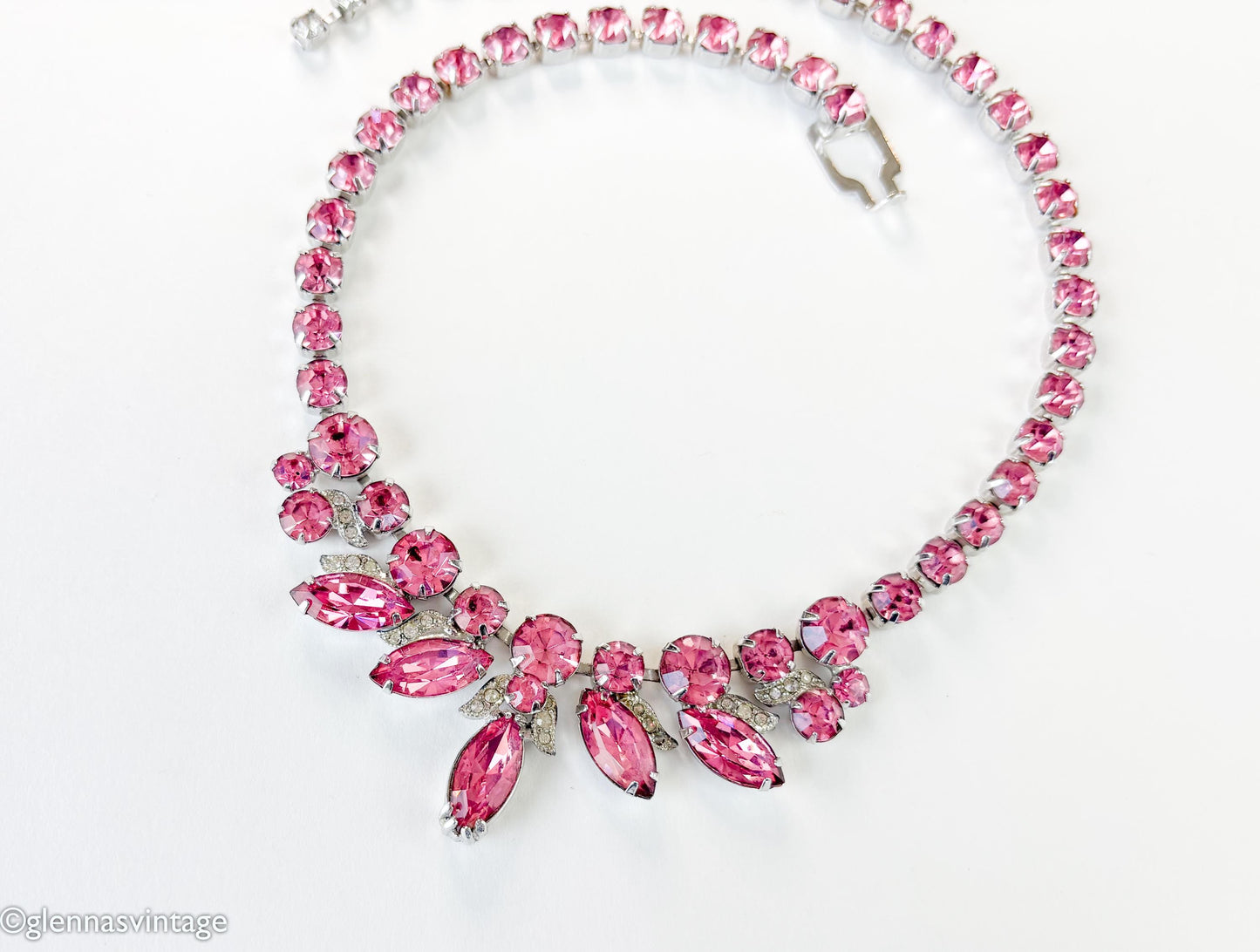 1950s Pink Rhinestone Choker Eisenberg Jewelry