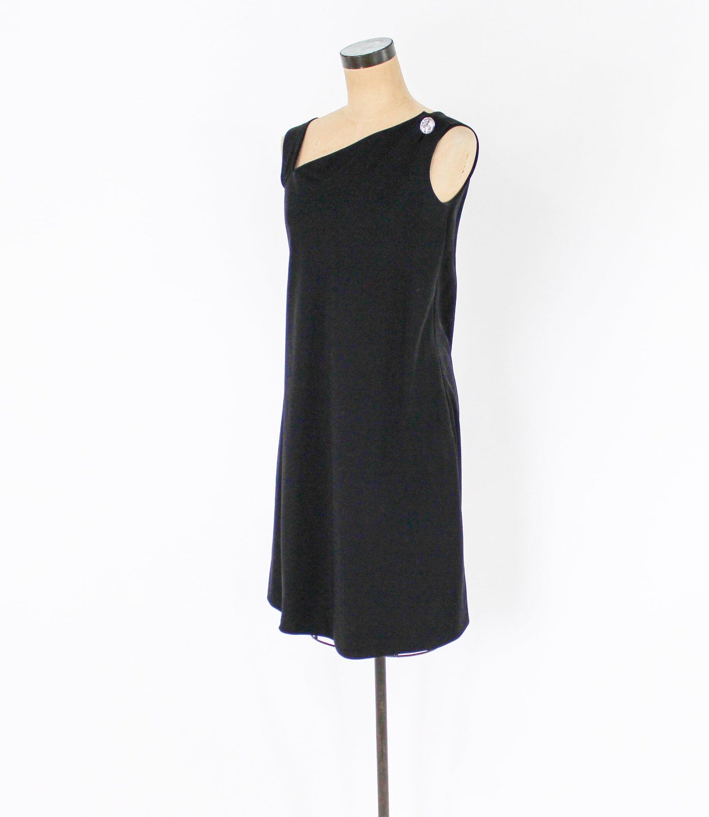 1960s Black Silk Cocktail Dress | 60s Black Sleeveless Dress | Jackie O | Larry Aldrich | Medium