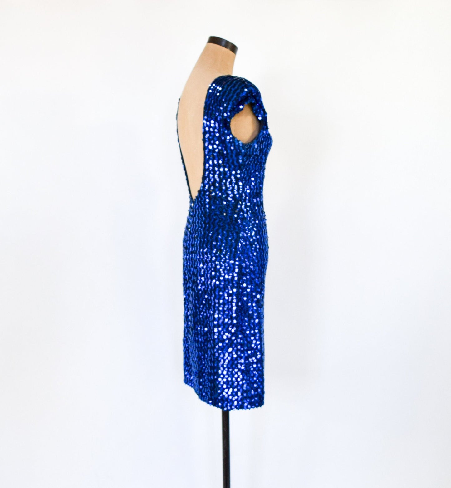 1980s Royal Blue Sequin Party Dress, Medium