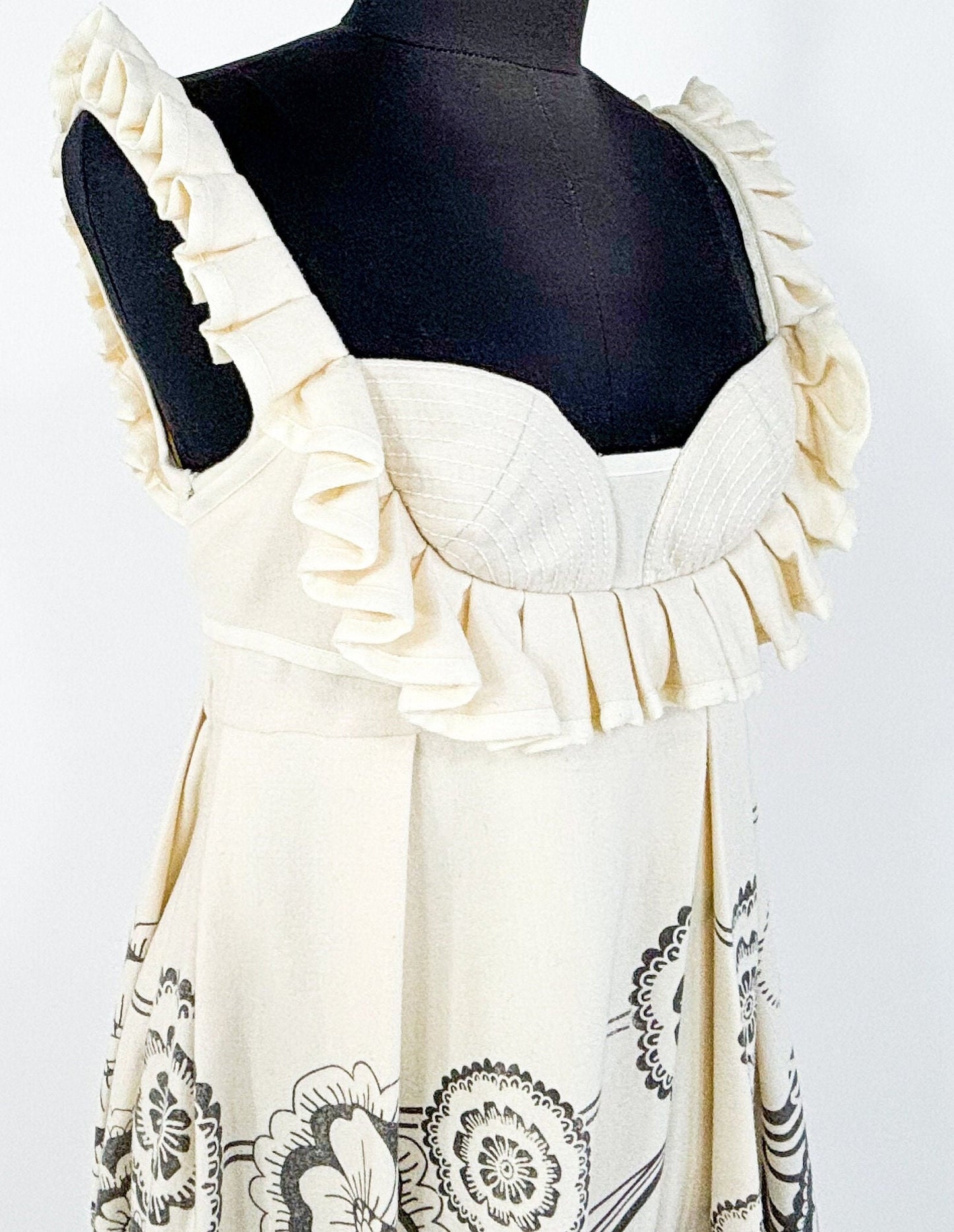 1990s White Wool Sleeveless Dress Sundress, Small