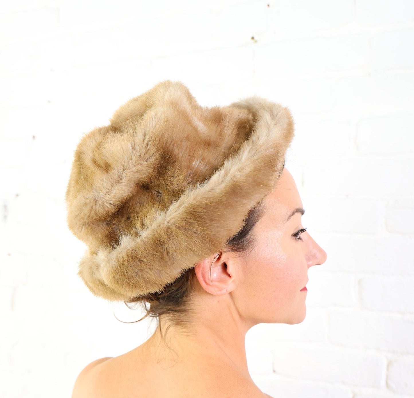1960s Jackie O Faux Fur Hat
