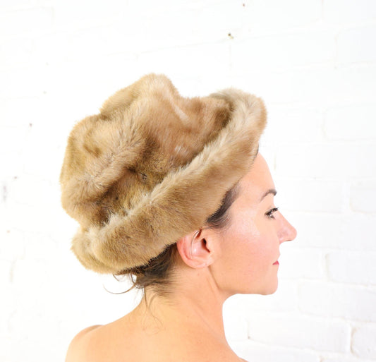 1960s Jackie O Faux Fur Hat