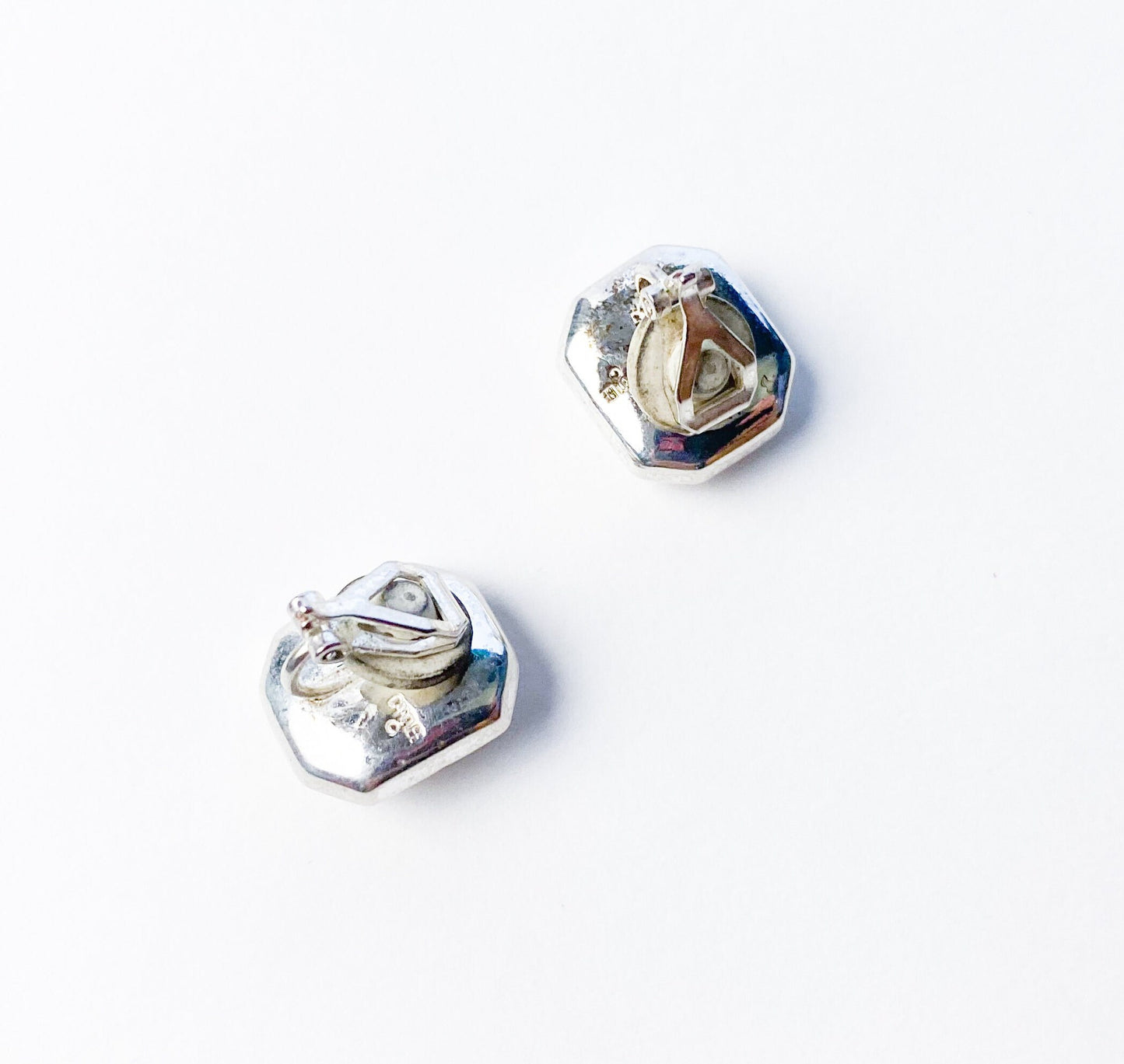 1950s Silver & Rhinestone Clip Earrings | 50s Silver Rhinestone Evening Earrings