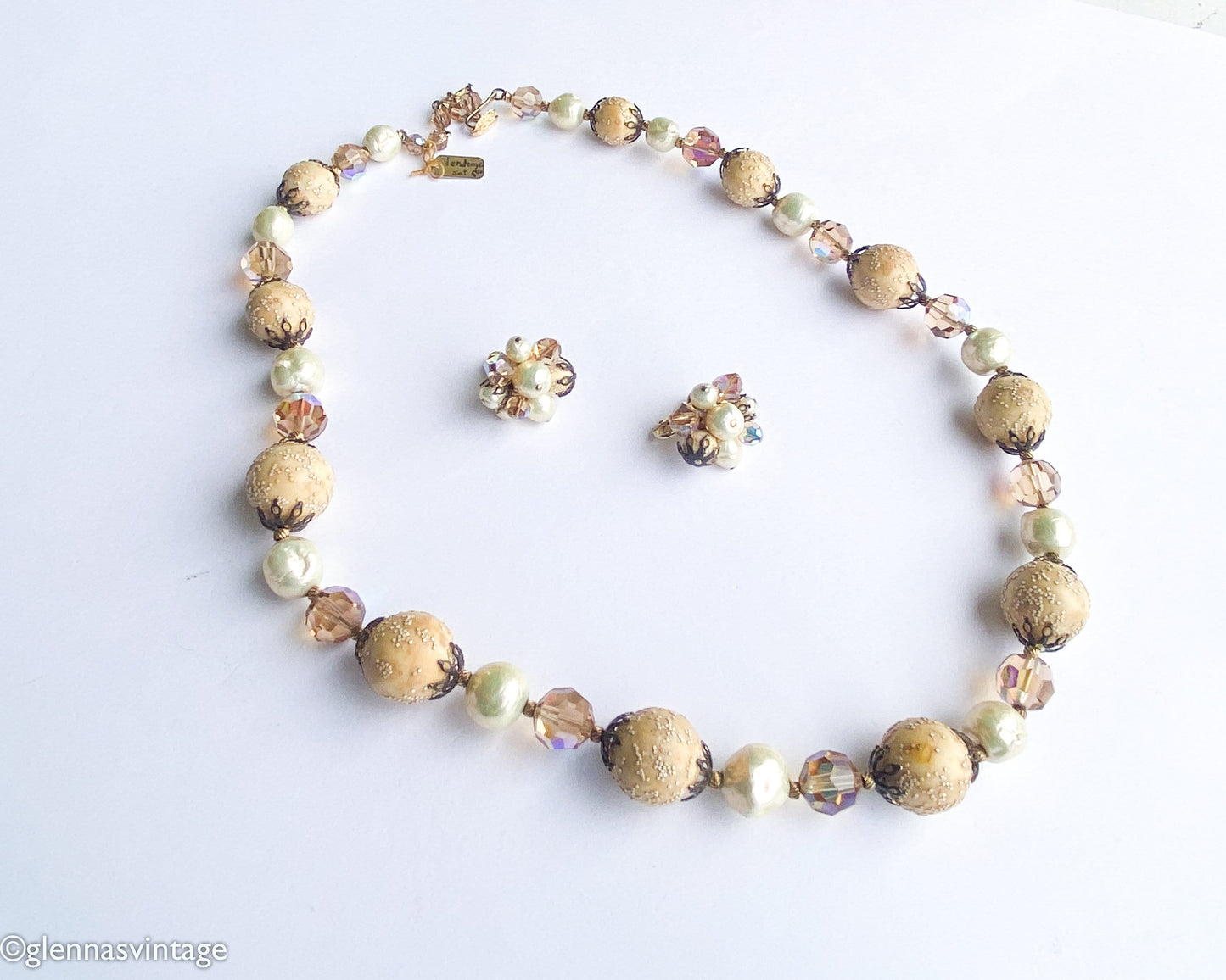 1950s Bead & Crystal Necklace Set, Vendomé Jewelry Set